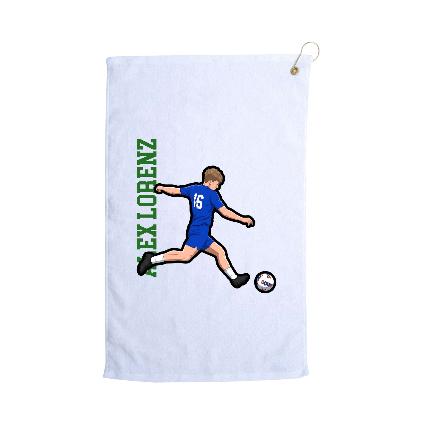 Golf Towel — Name Vertical in White