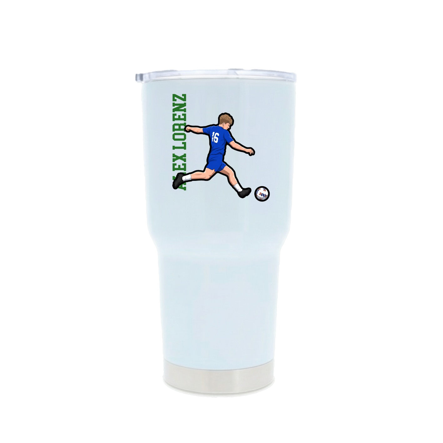 30oz Stainless Steel Tumbler — Name Vertical in White