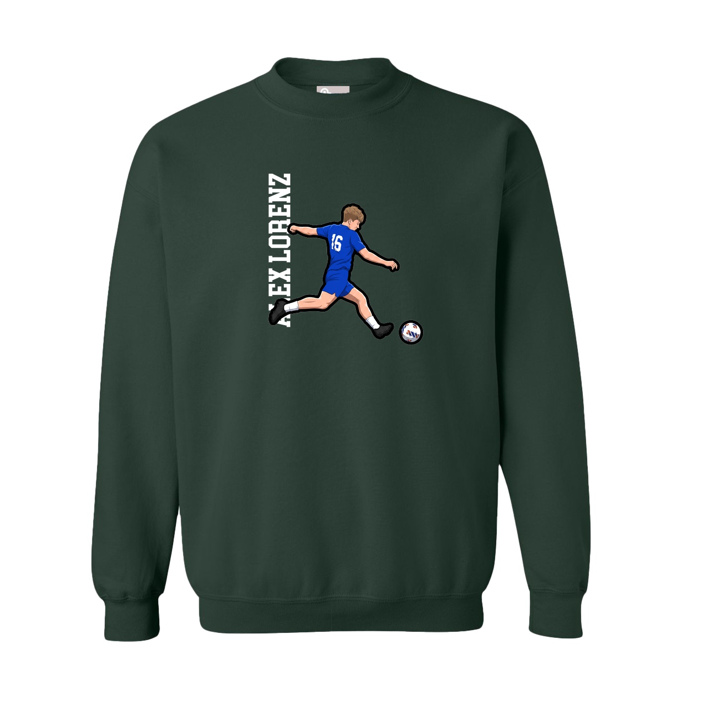 Fleece Crew — Name Vertical in Green