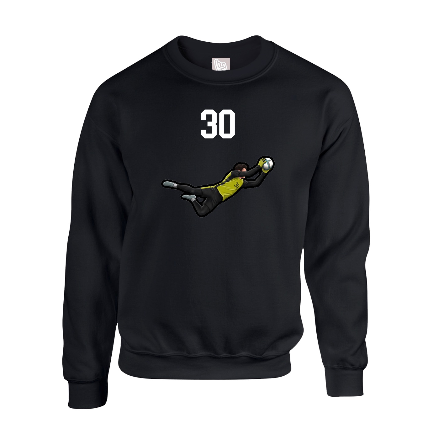 Fleece Crew — Number Top in Black