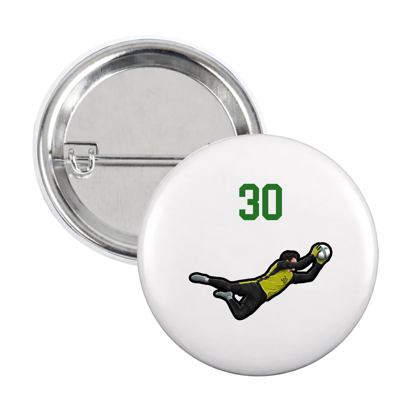 Game Day Button — Number Top in White
