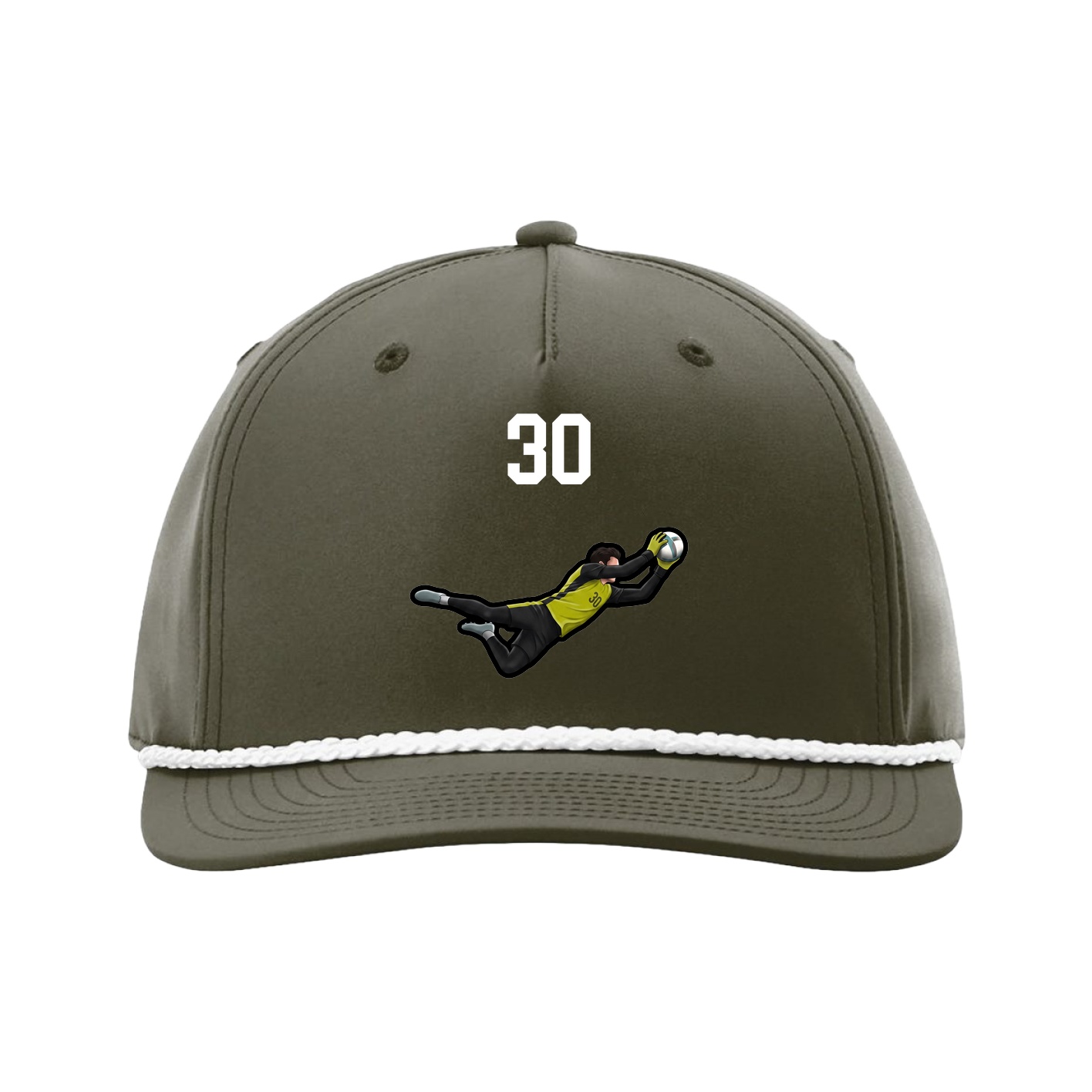 Five-Panel Classic Rope Cap — Number Top in Green