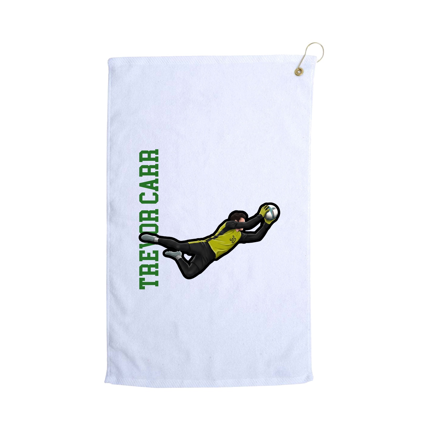 Golf Towel — Name Vertical in White