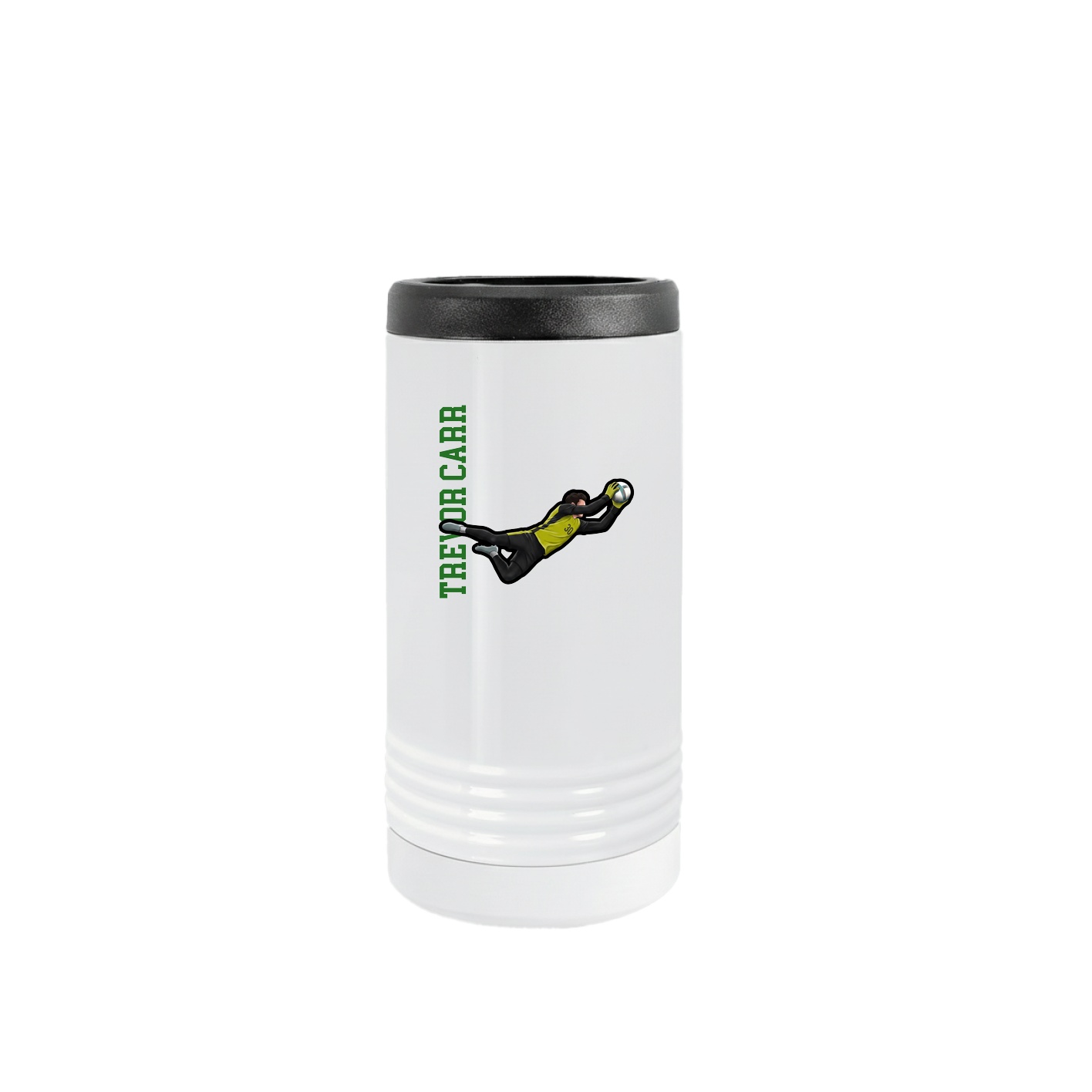 Slim Beverage Holder — Name Vertical in White