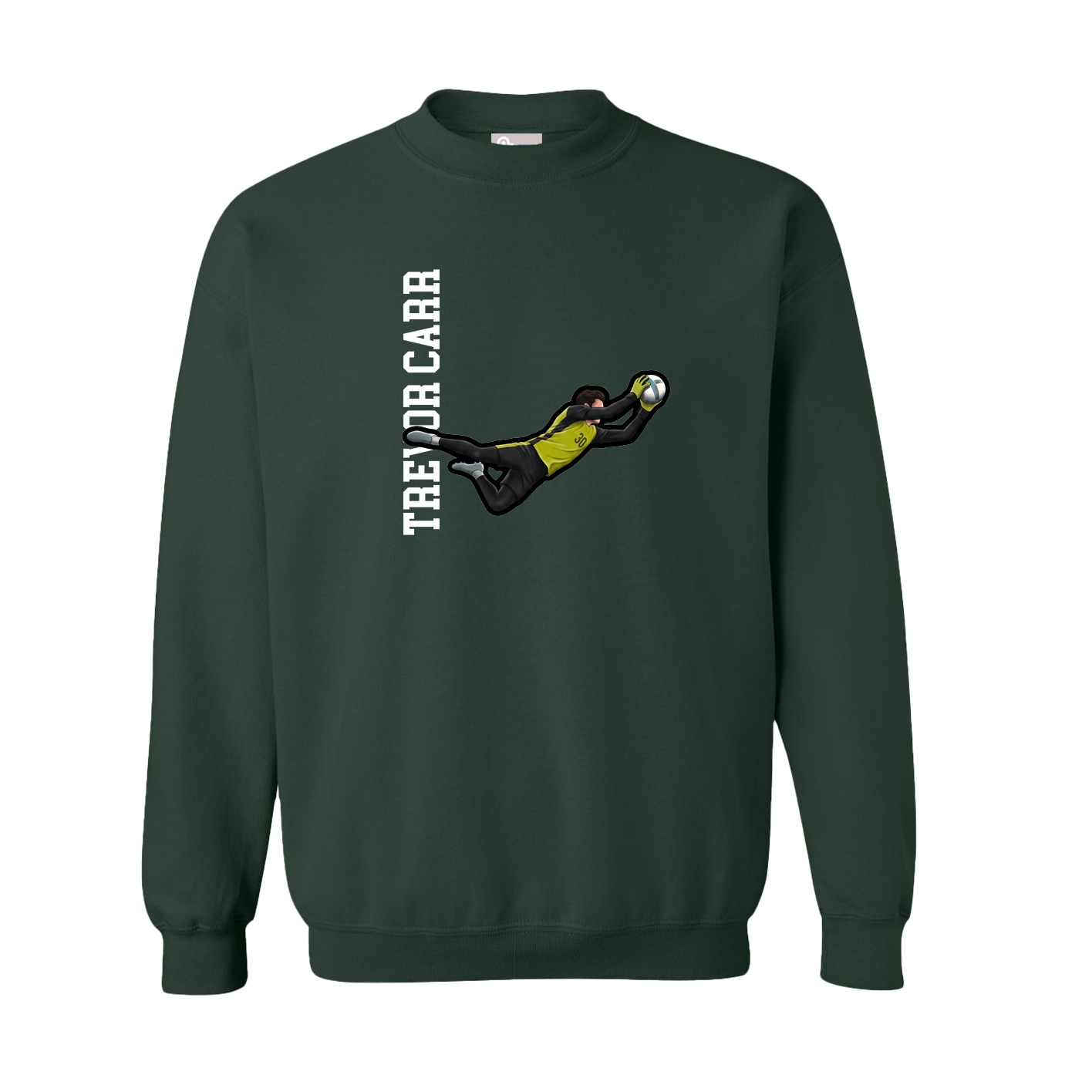 Fleece Crew — Name Vertical in Green
