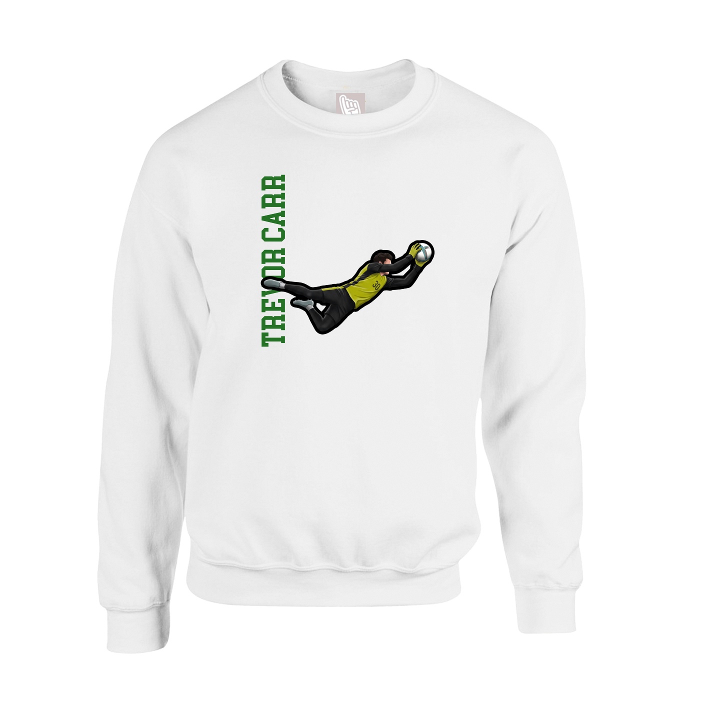 Fleece Crew — Name Vertical in White