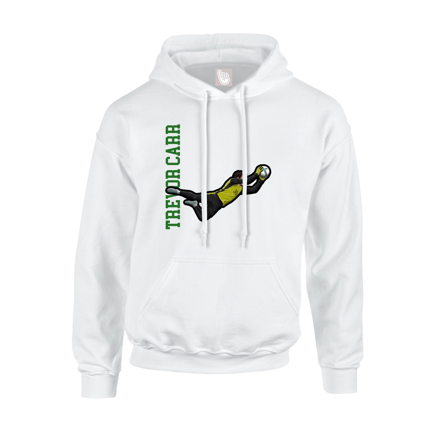 Youth Hoodie — Name Vertical in White