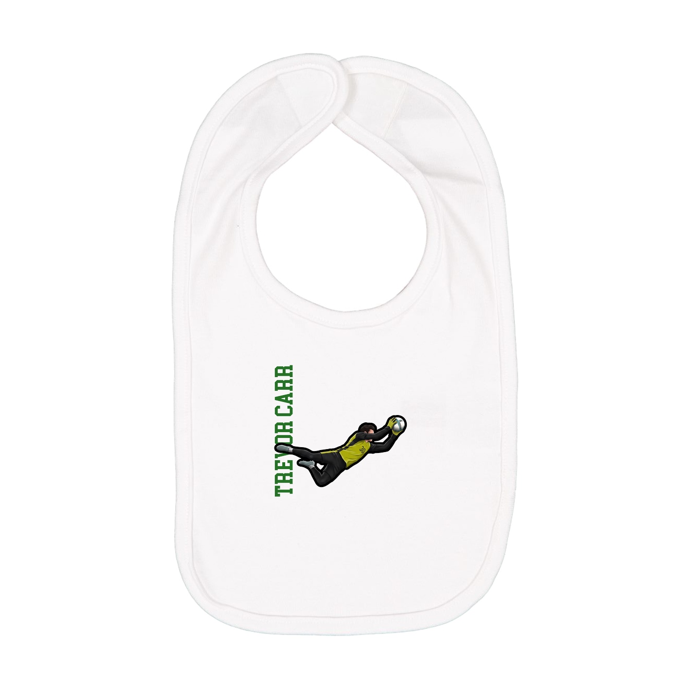 Infant Bib — Name Vertical in White