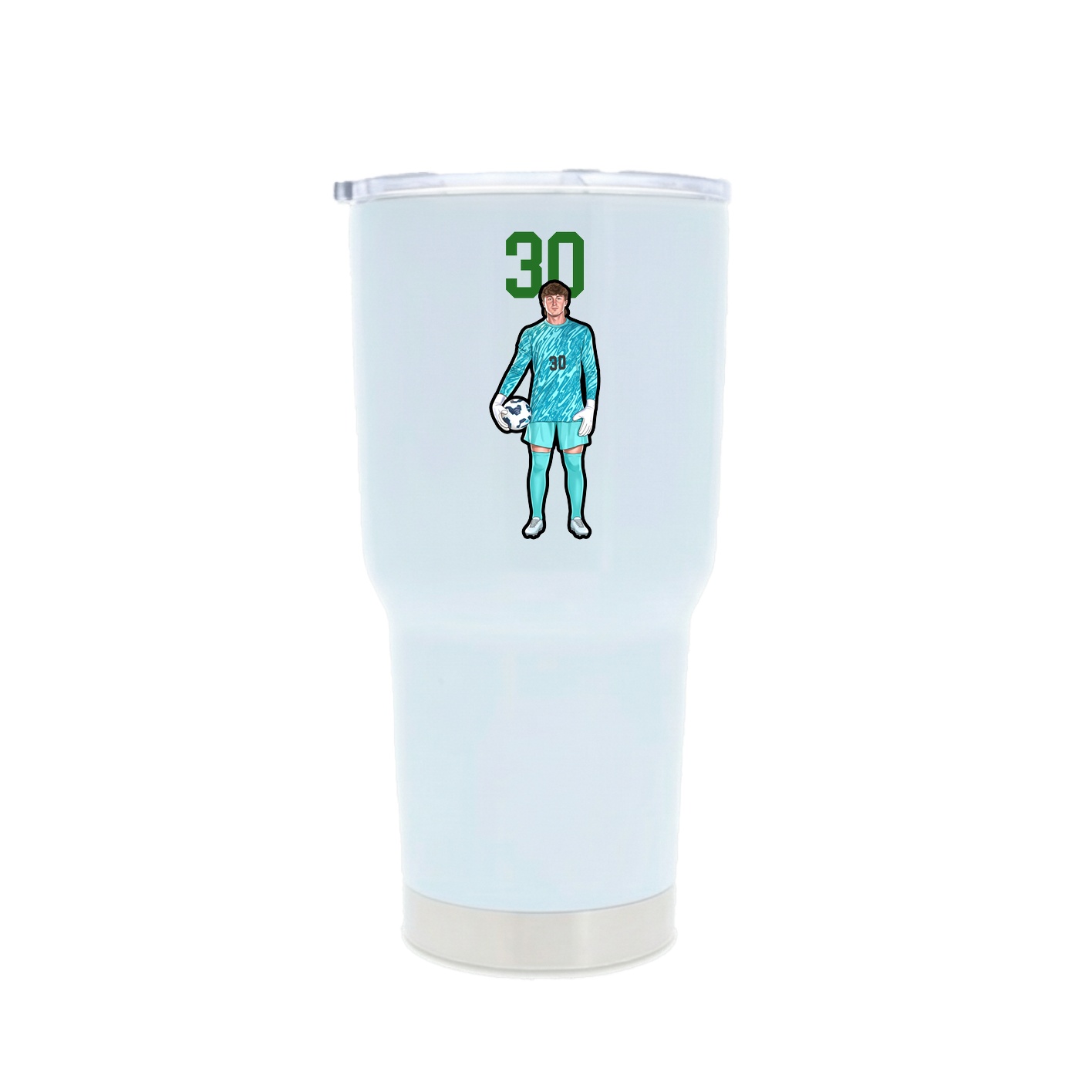 30oz Stainless Steel Tumbler — Number Top in White