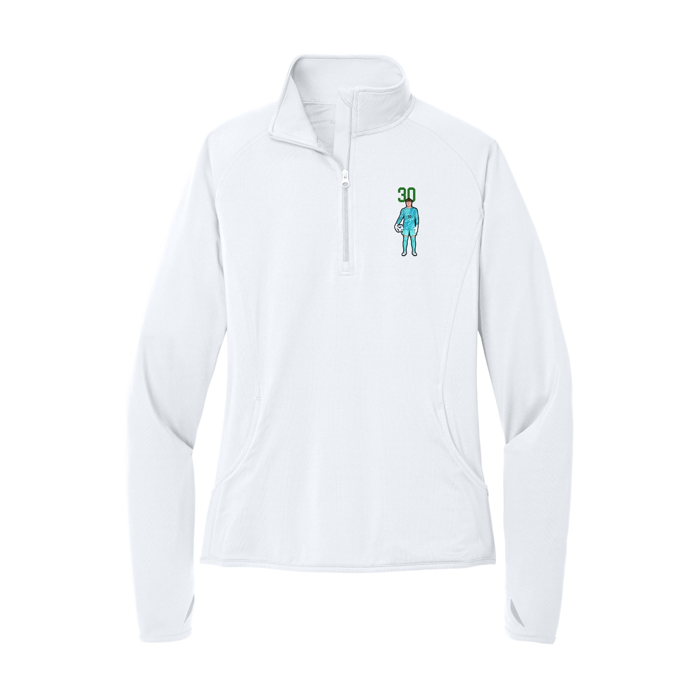 Women's Q-Zip Pullover — Number Top in White