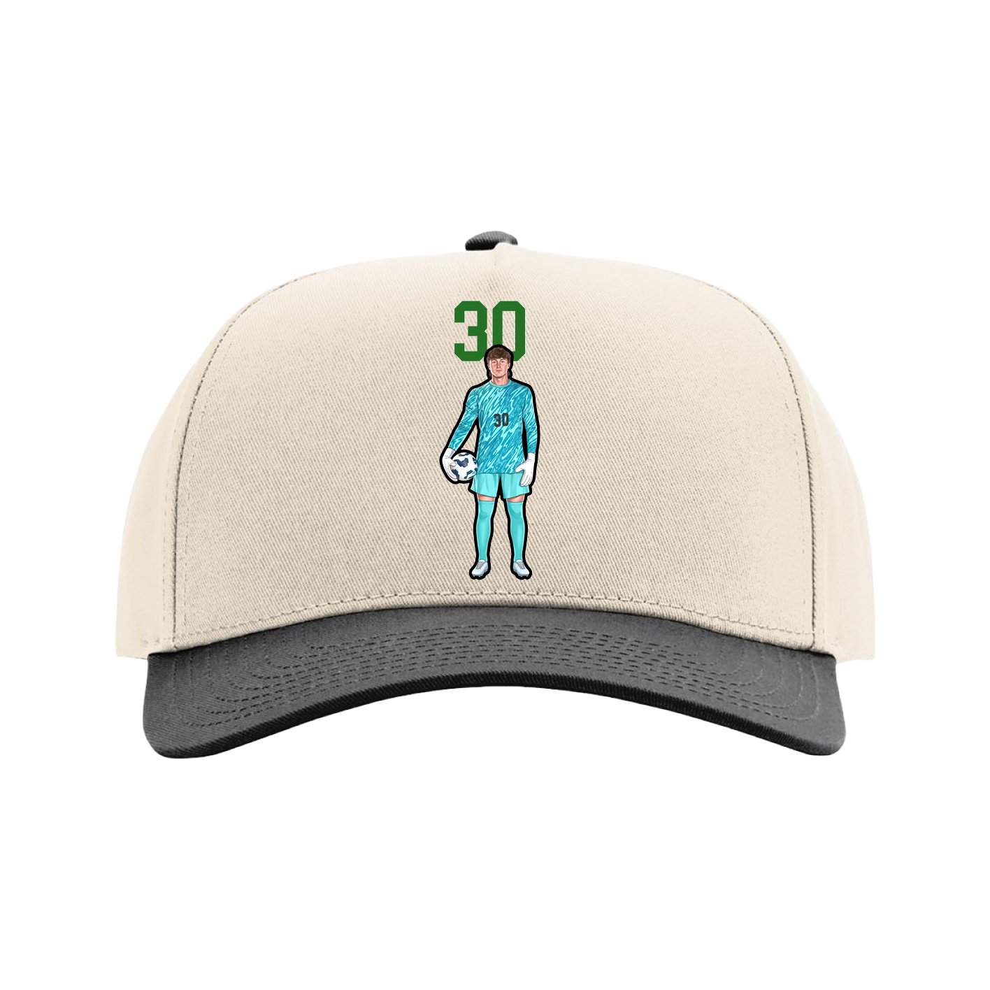Full Fabric Five-Panel Champ Cap — Number Top in Cream/Black