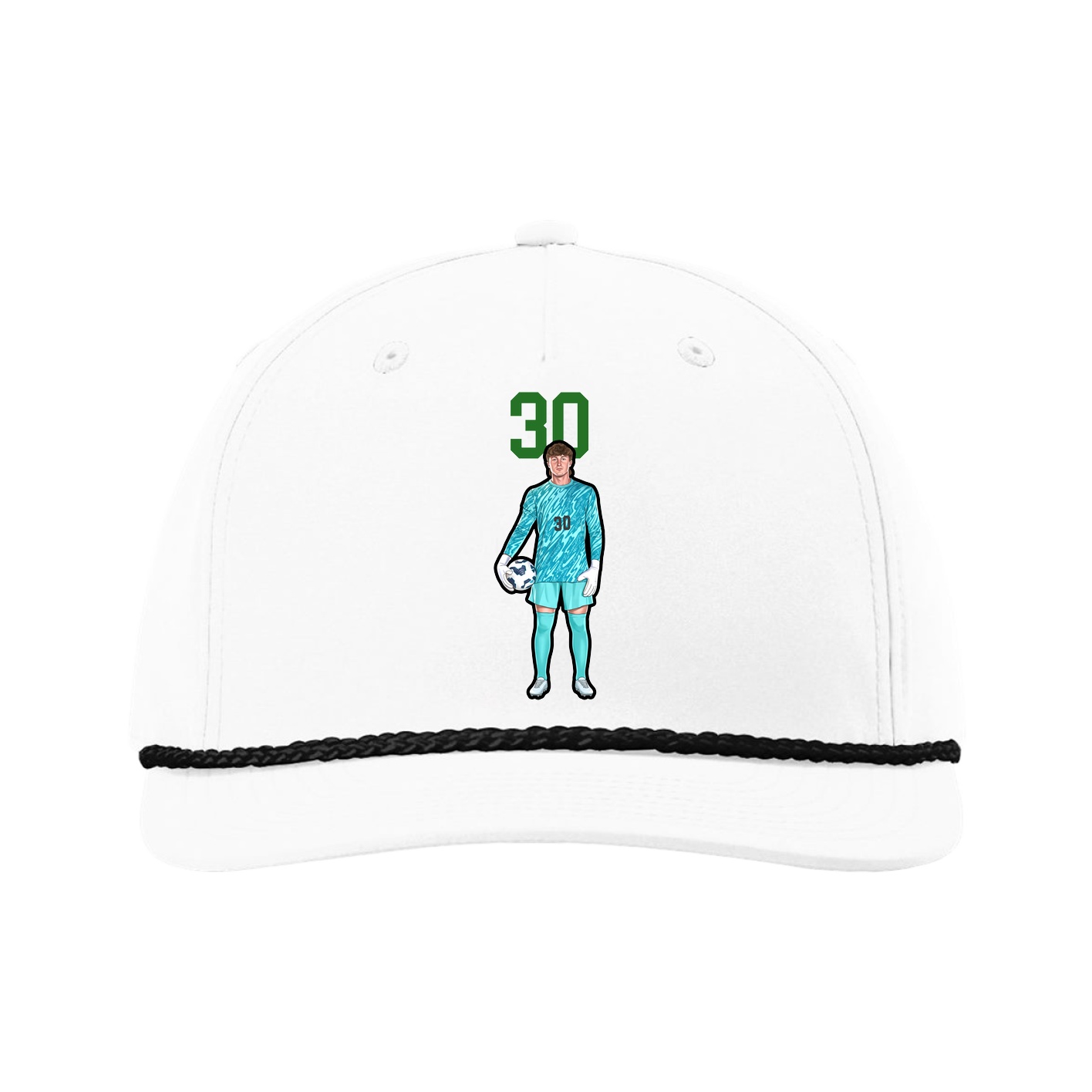 Five-Panel Classic Rope Cap — Number Top in White