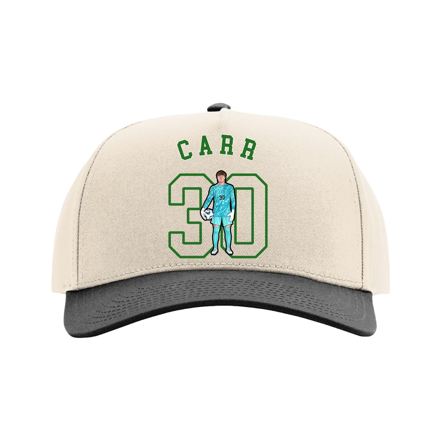 Full Fabric Five-Panel Champ Cap — Shirsey Arch in Cream/Black