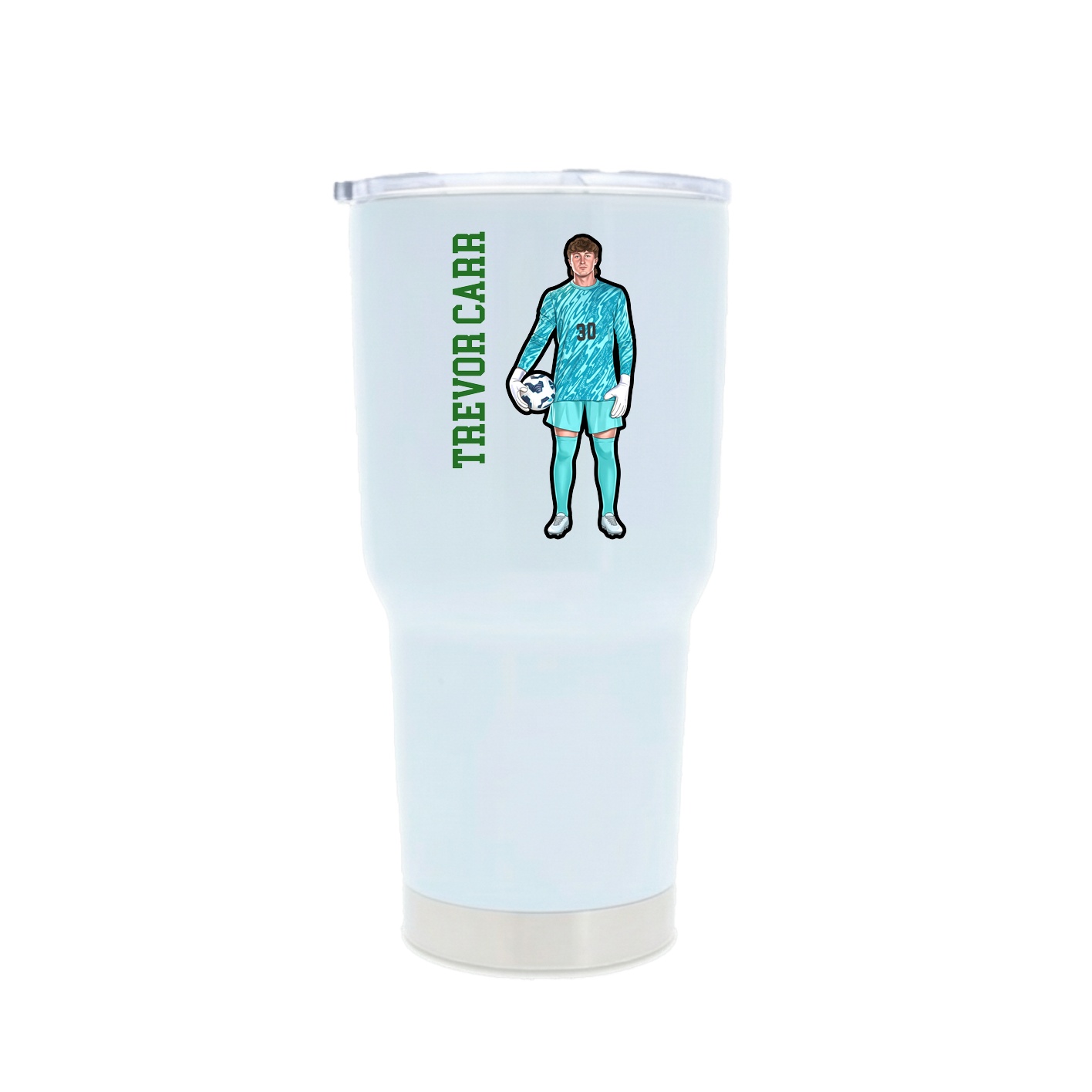 30oz Stainless Steel Tumbler — Name Vertical in White