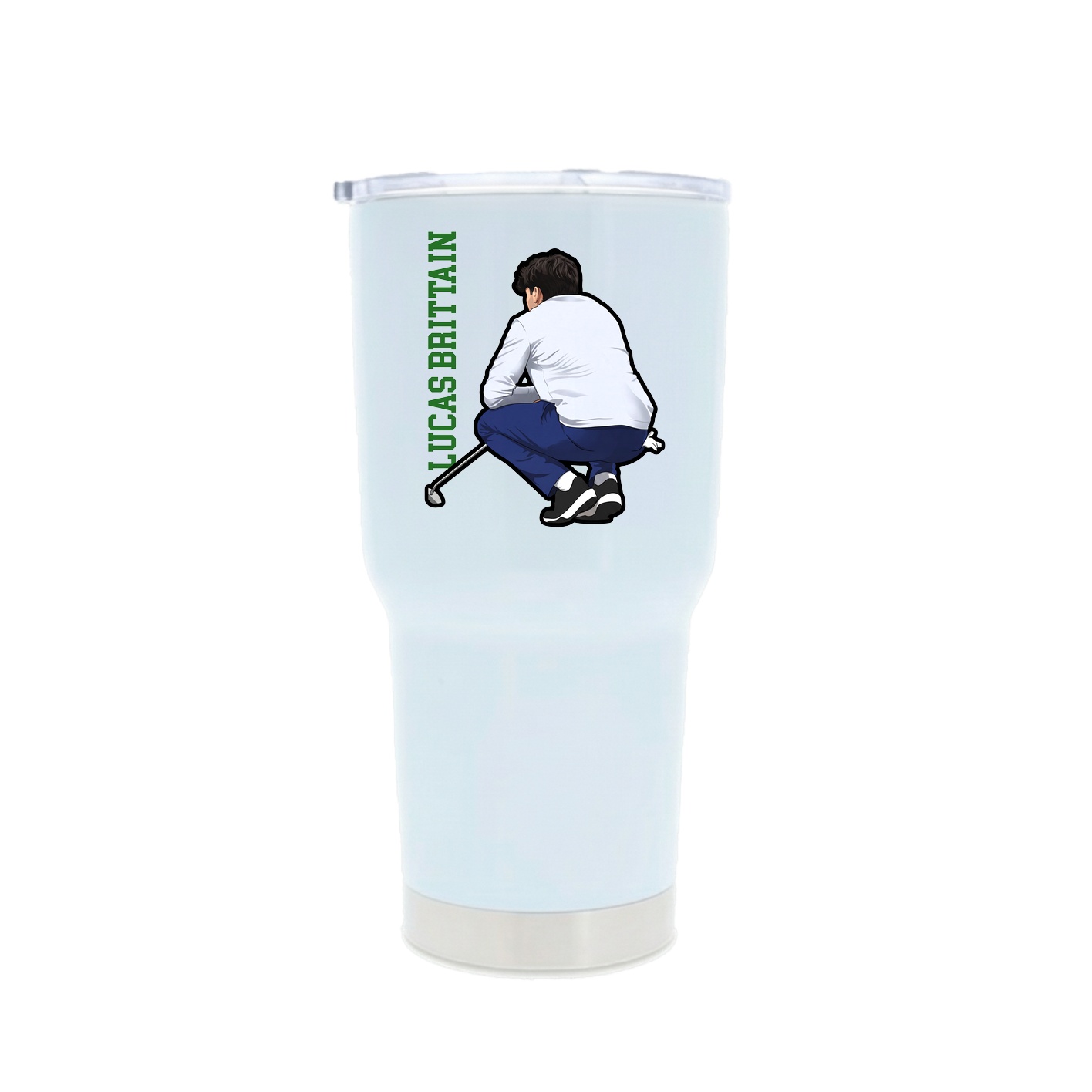 30oz Stainless Steel Tumbler — Name Vertical in White
