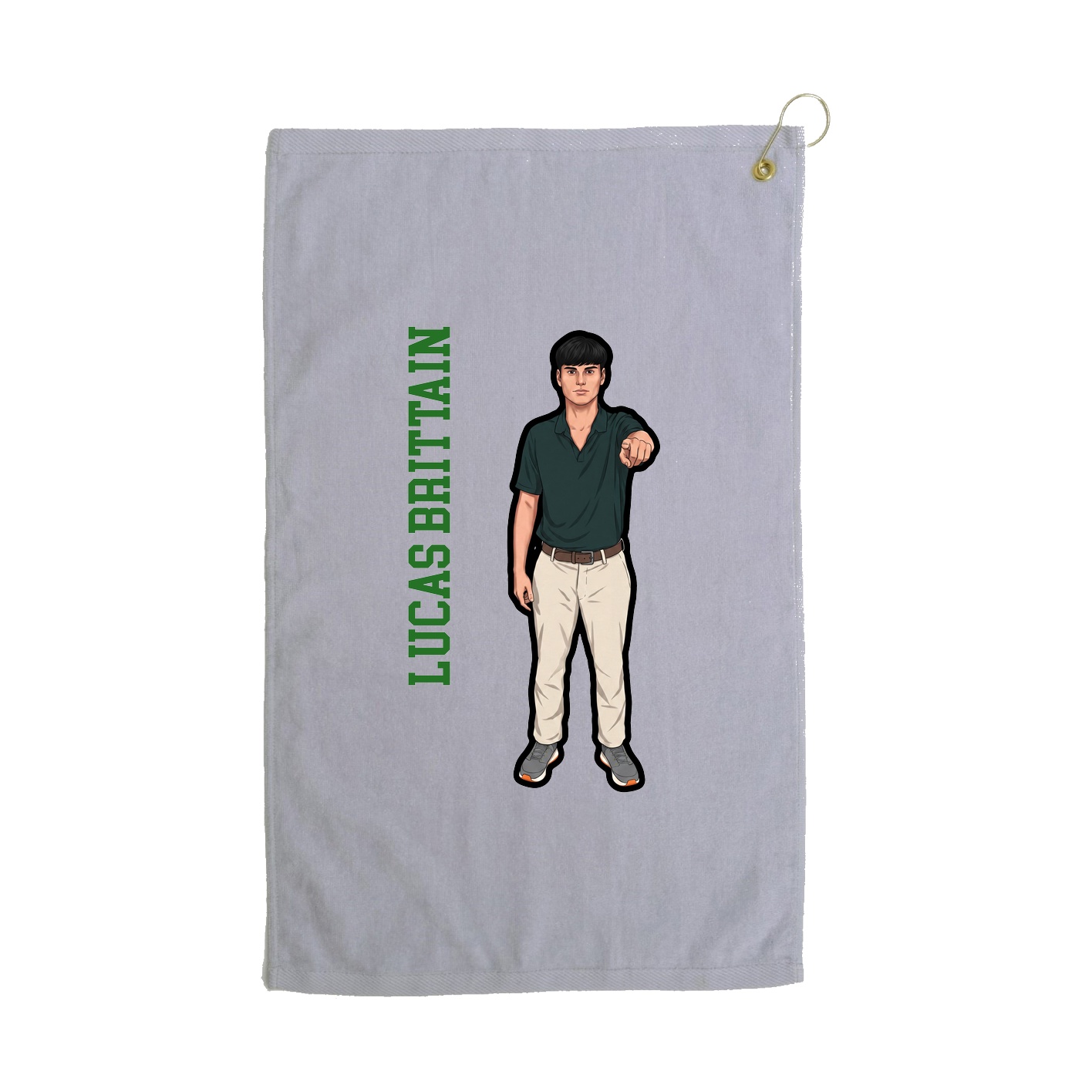 Golf Towel — Name Vertical in Grey