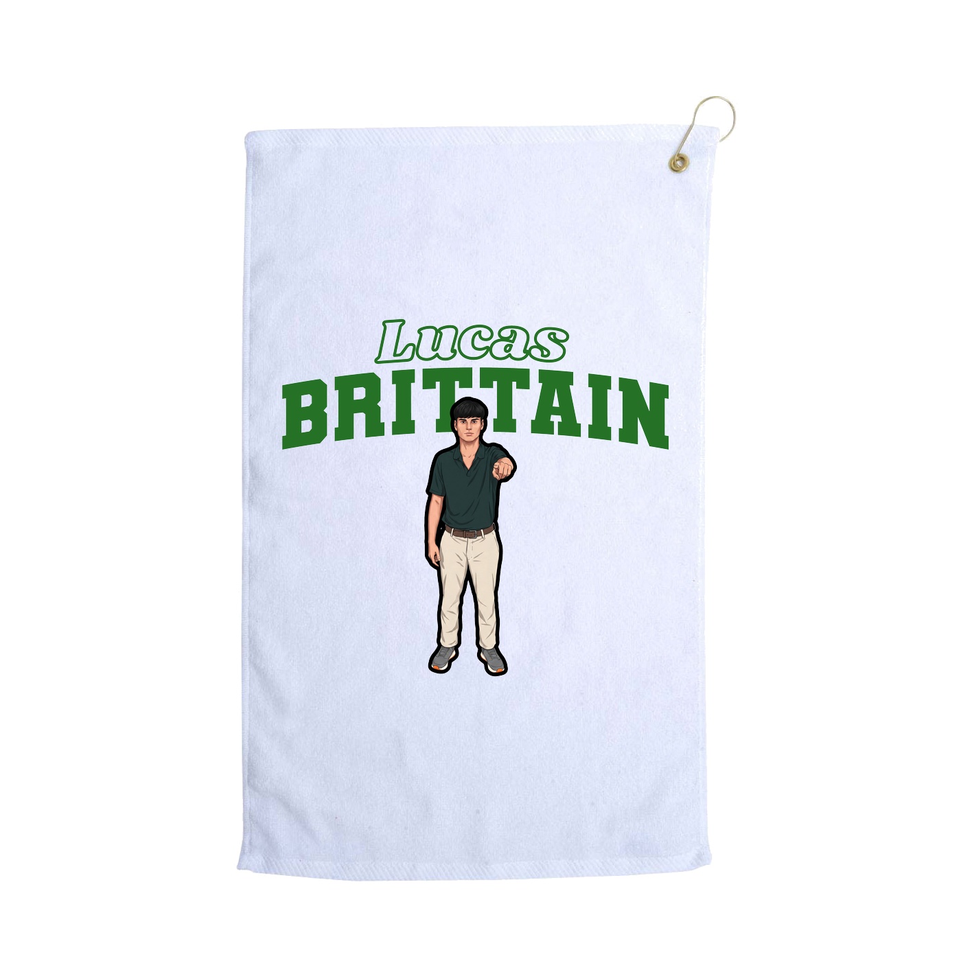 Golf Towel — Name Arch in White