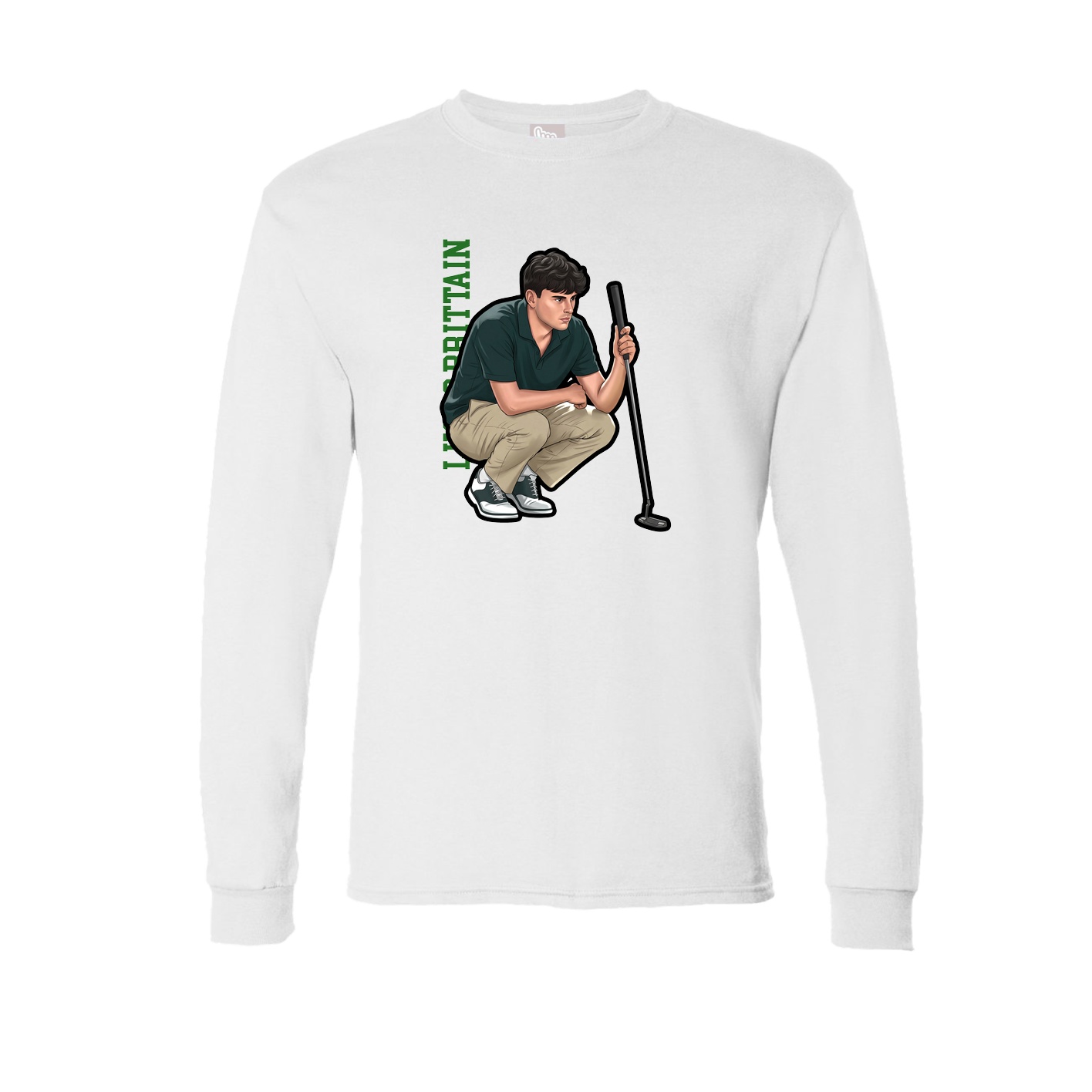 Long Sleeve Tee — Name Vertical in White