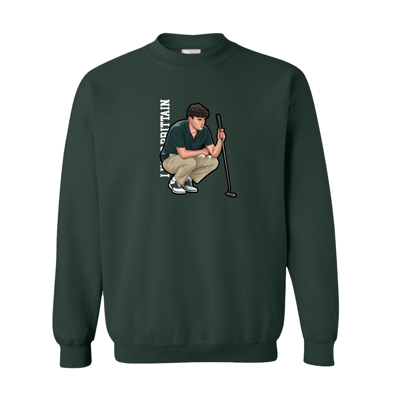 Fleece Crew — Name Vertical in Green
