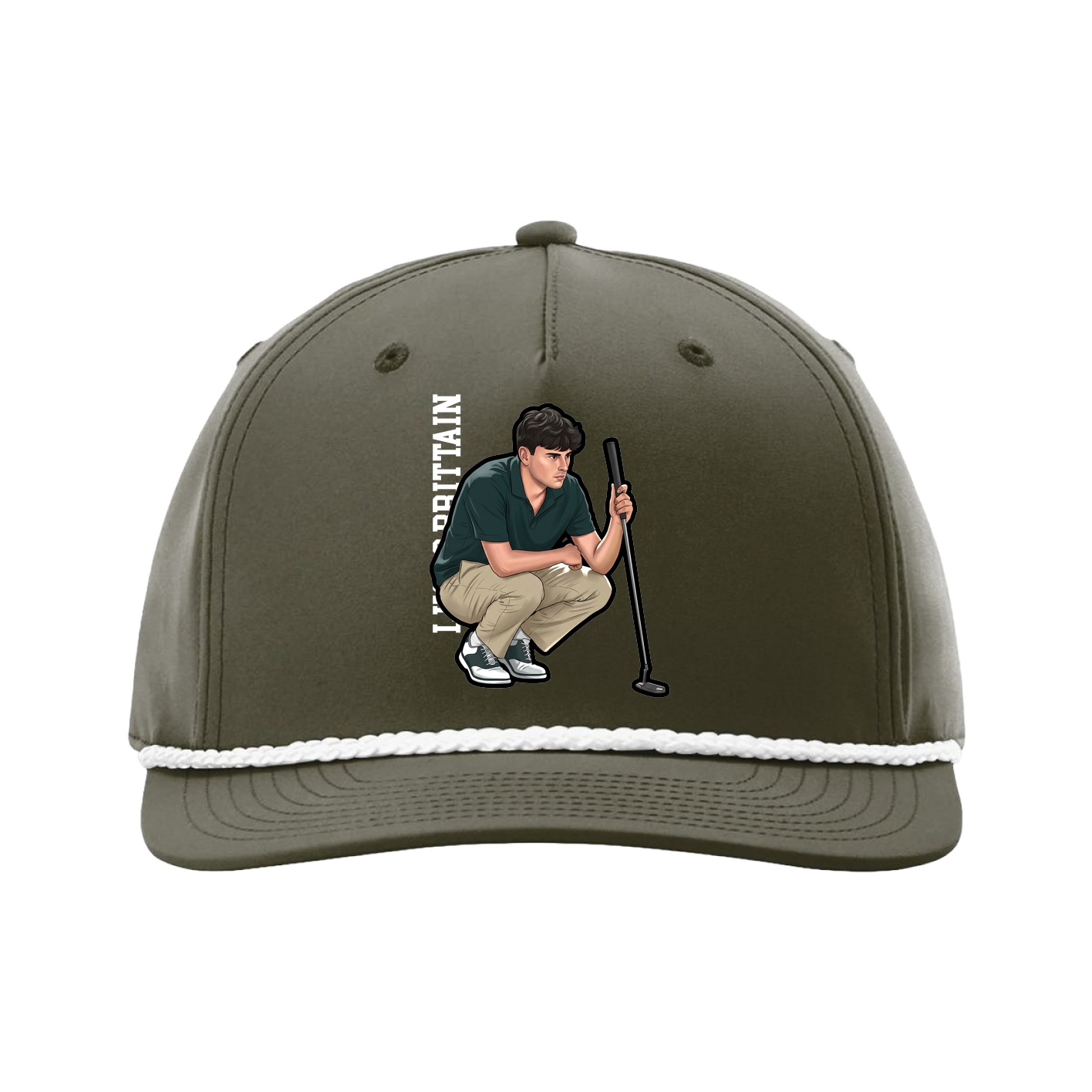 Five-Panel Classic Rope Cap — Name Vertical in Green
