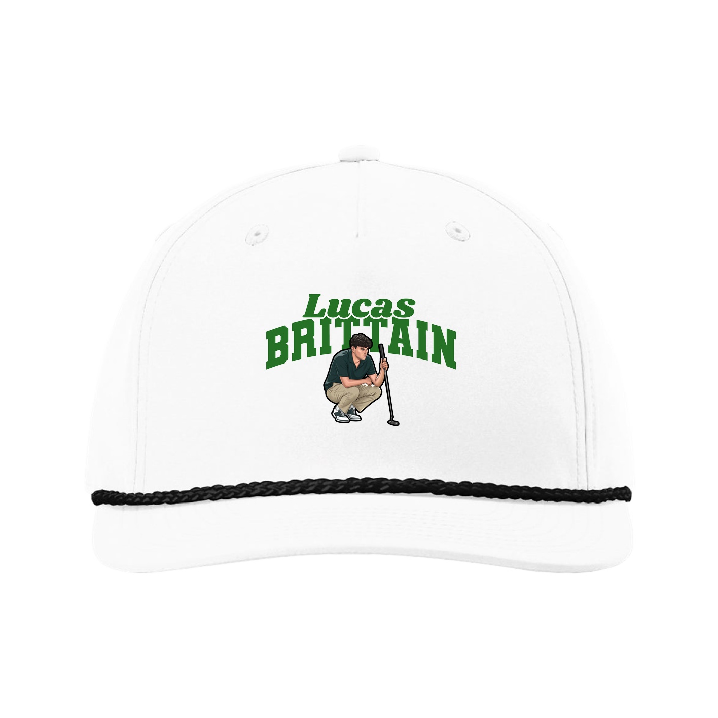 Five-Panel Classic Rope Cap — Signature Arch in White