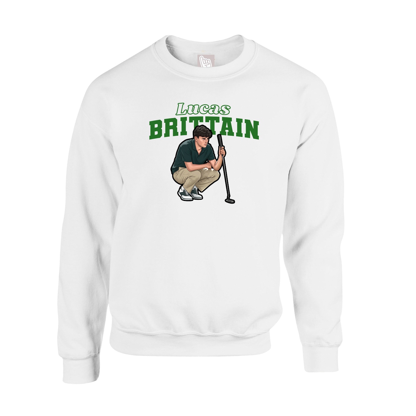 Fleece Crew — Name Arch in White