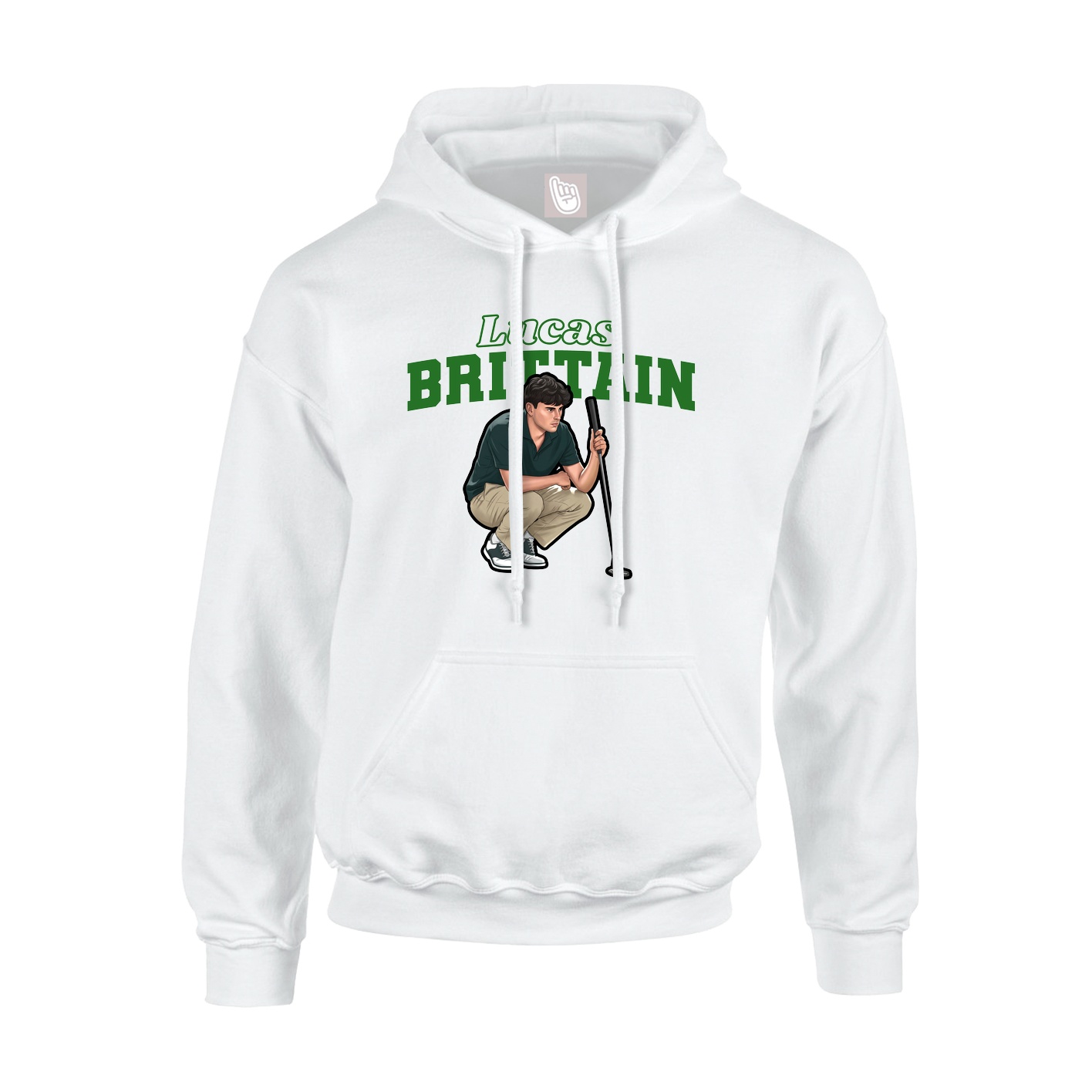 Youth Hoodie — Name Arch in White
