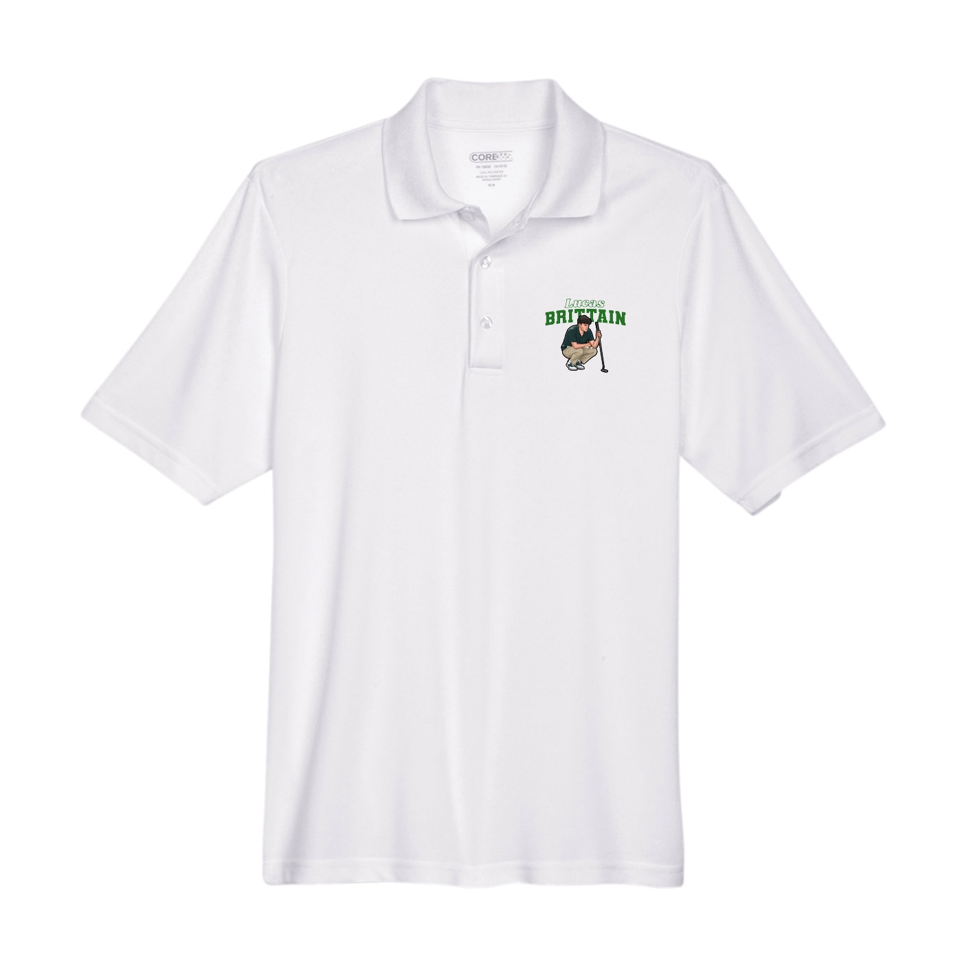 Performance Polo — Name Arch in White