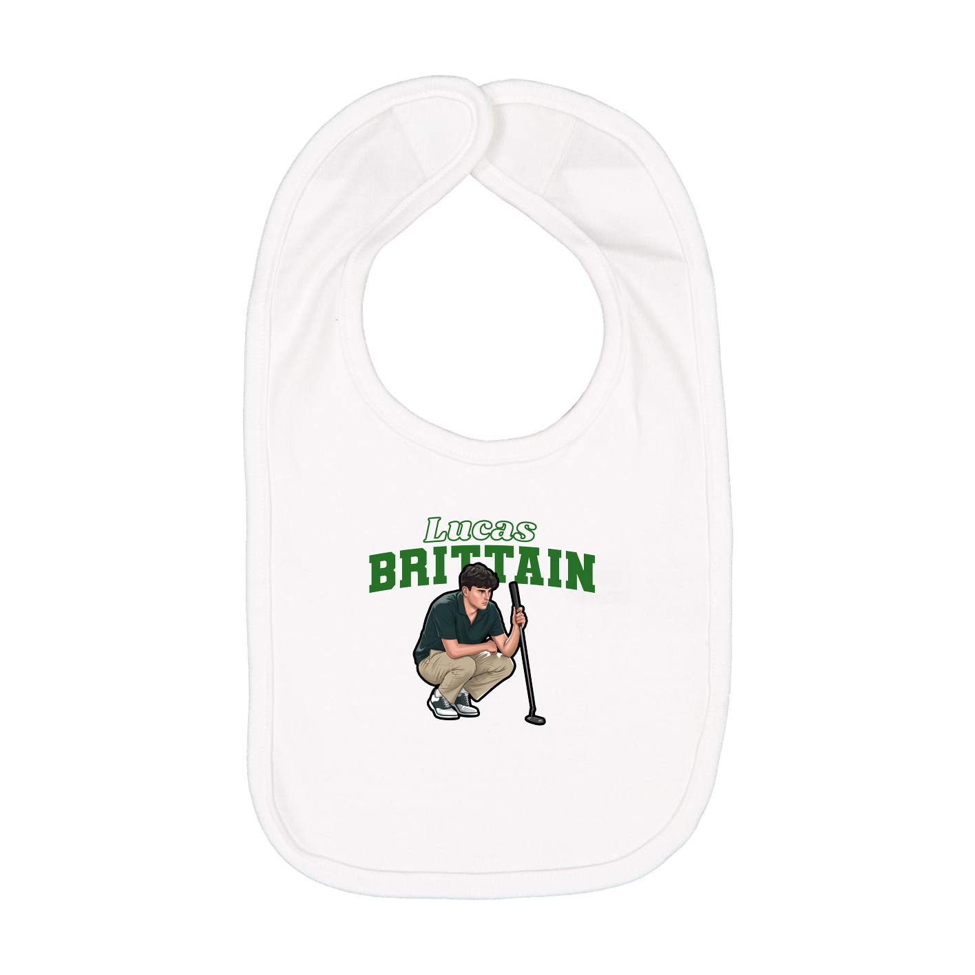 Infant Bib — Name Arch in White