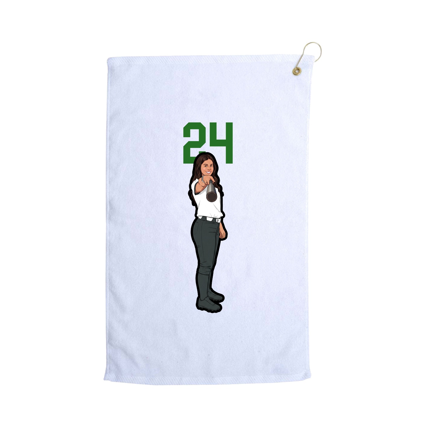 Golf Towel — Number Top in White