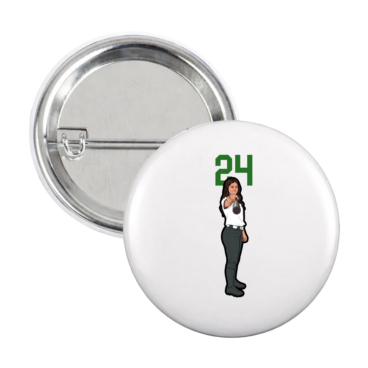 Game Day Button — Number Top in White