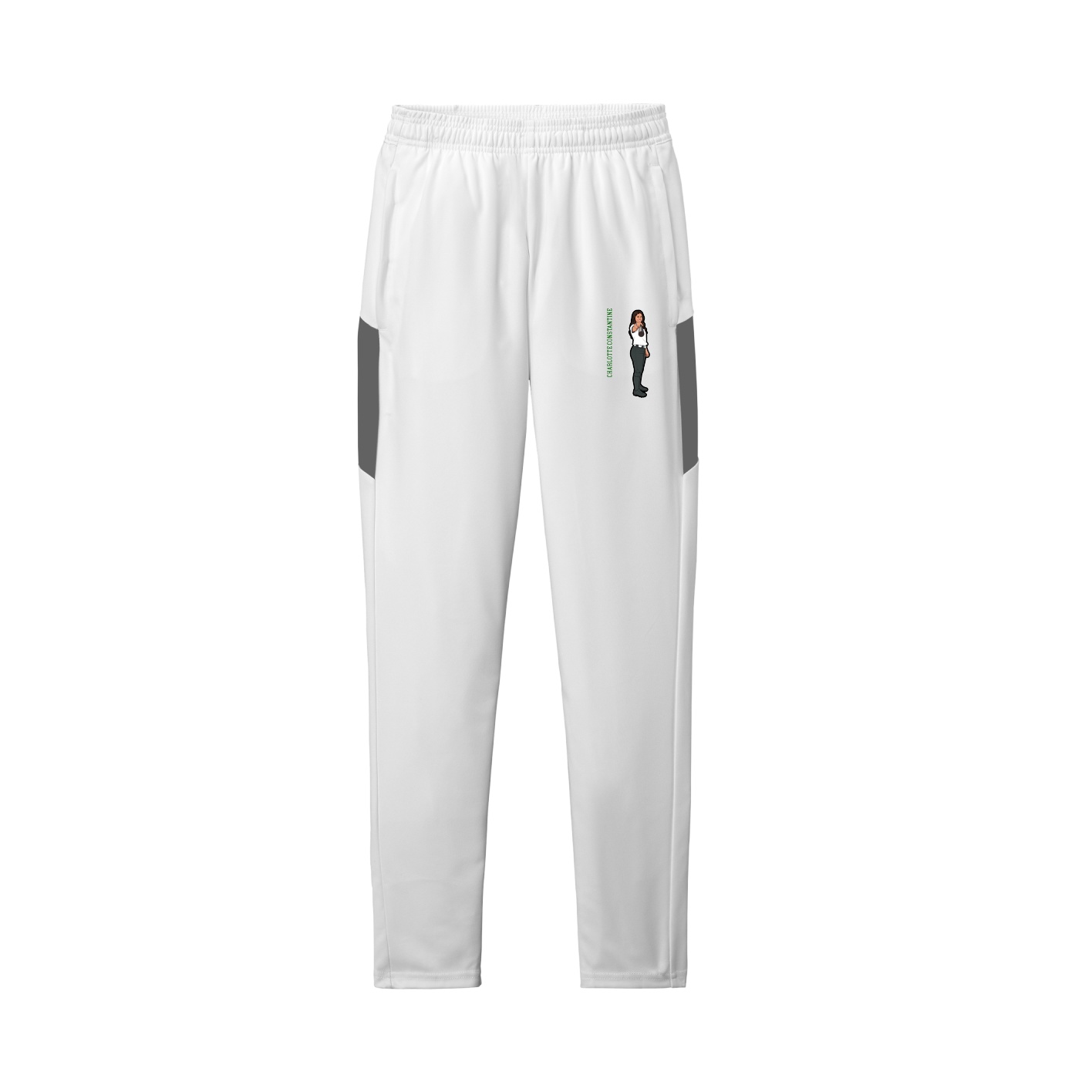Team Travel Pant — Name Vertical in White/Grey