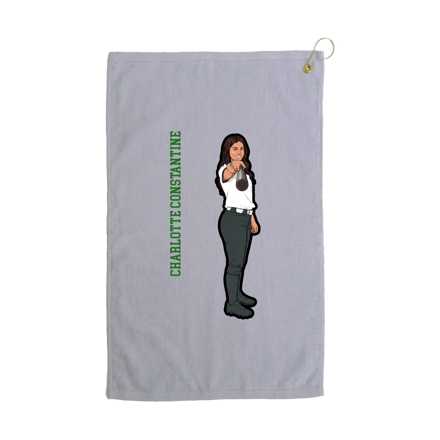 Golf Towel — Name Vertical in Grey