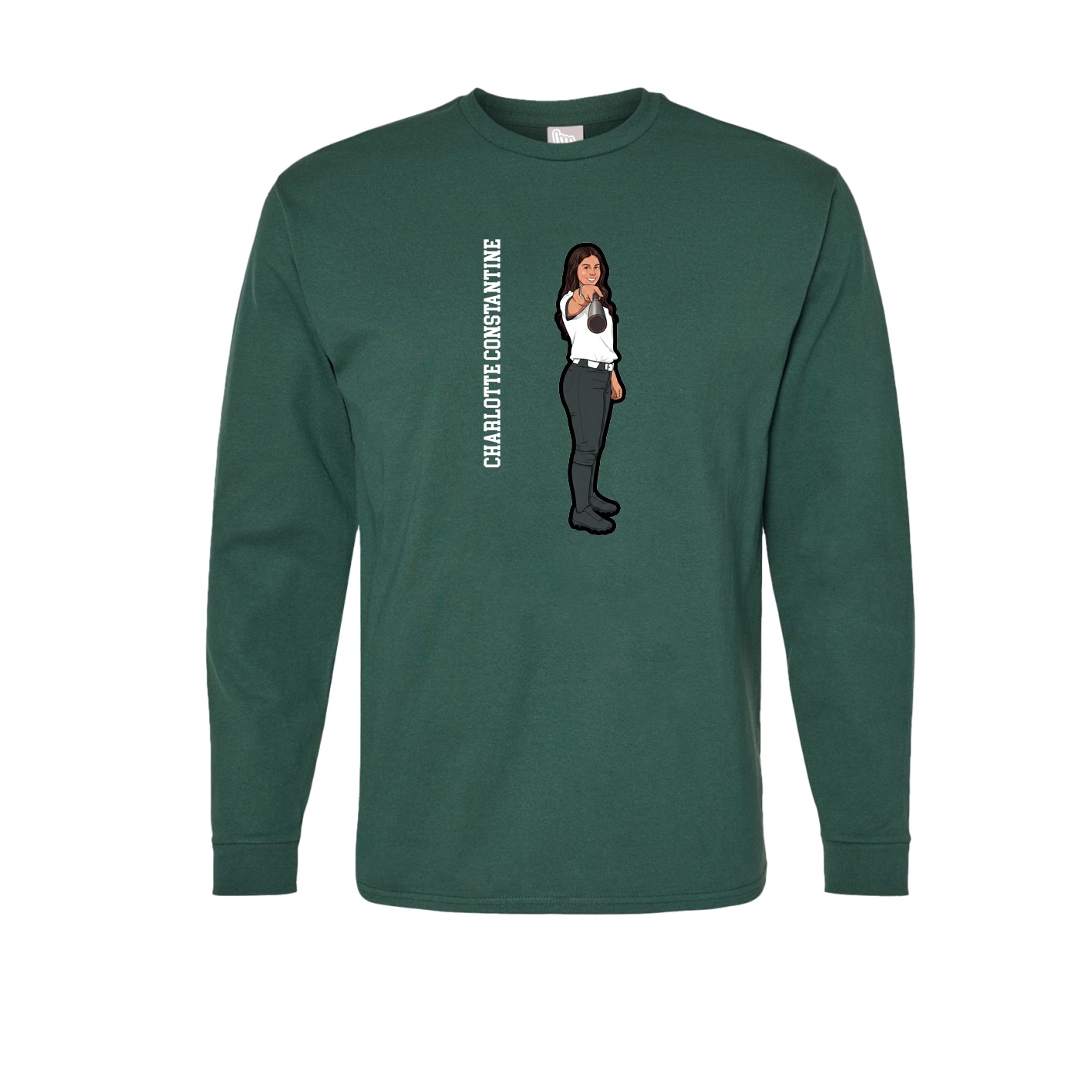 Long Sleeve Tee — Name Vertical in Green
