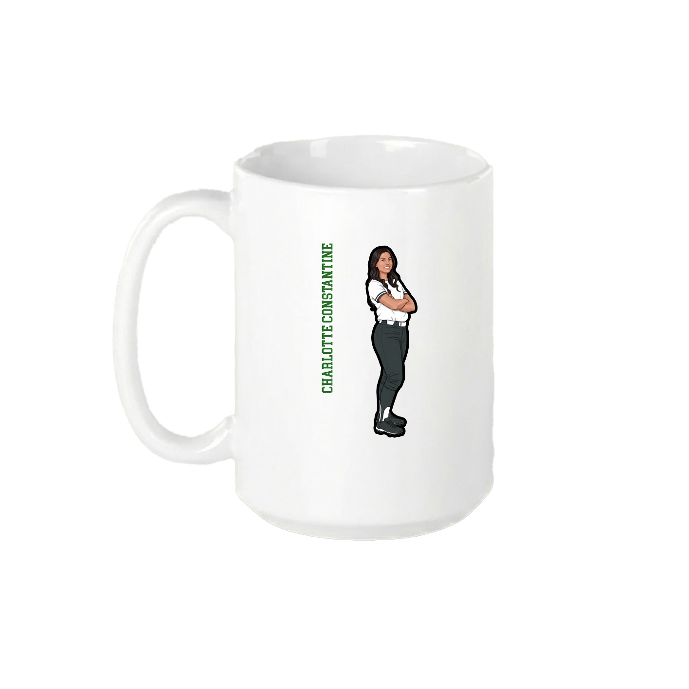 15oz Coffee Mug — Name Vertical in White