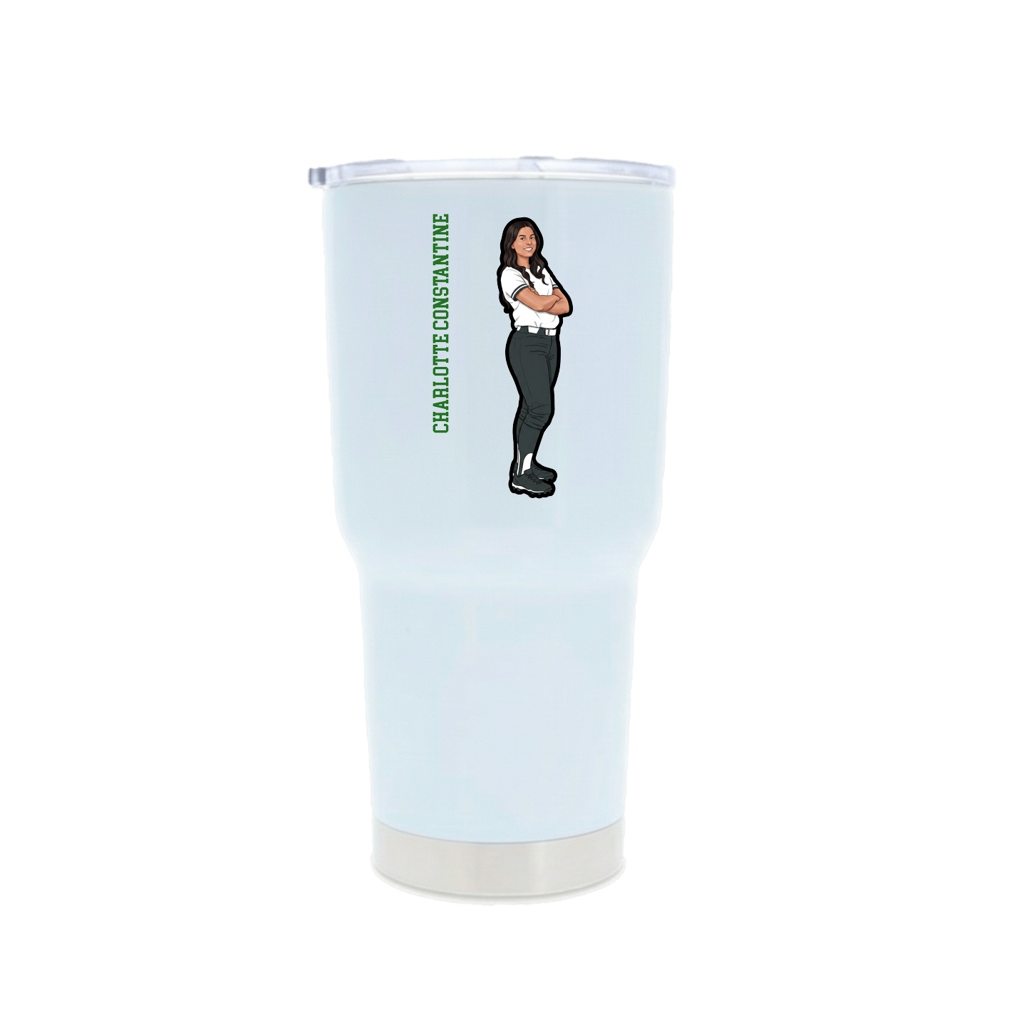 30oz Stainless Steel Tumbler — Name Vertical in White