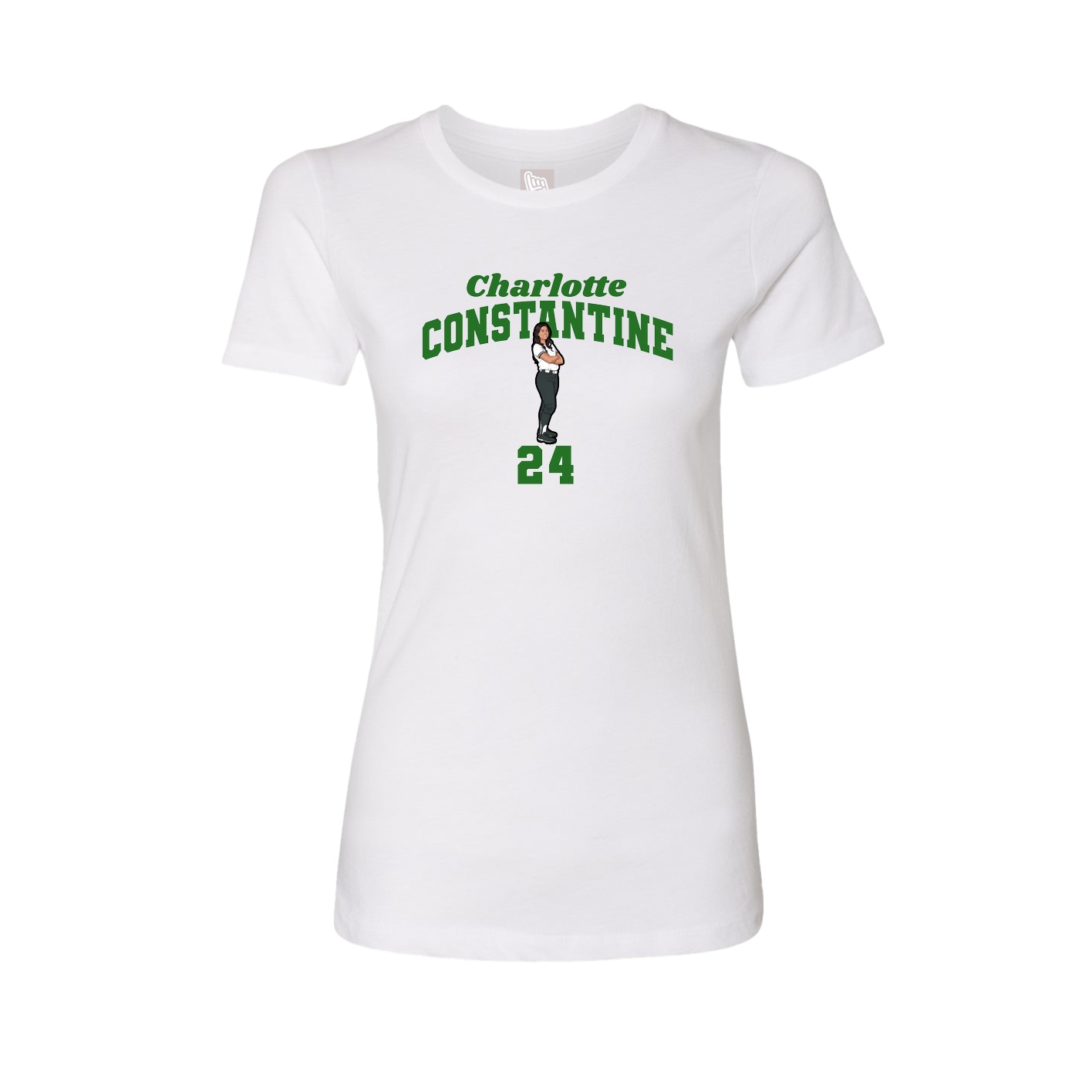 Fitted Women's Tee — Signature Arch in White