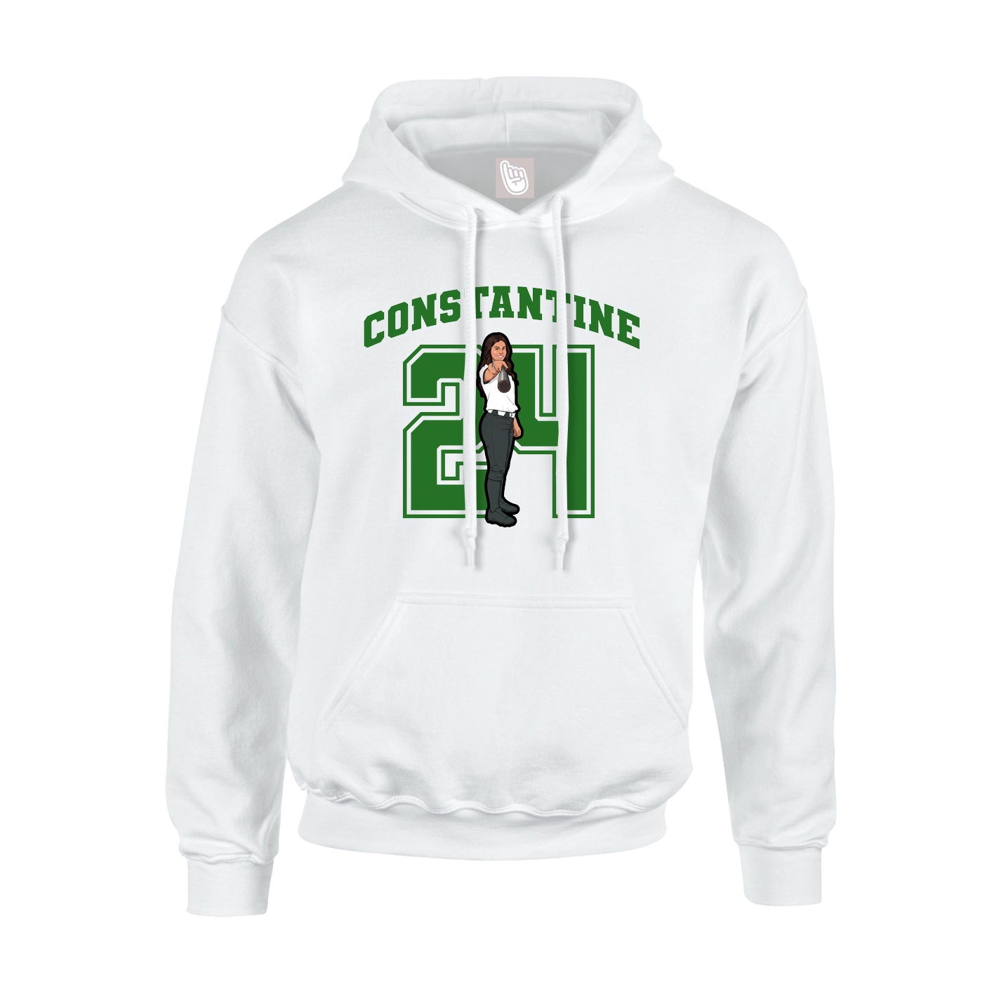 Youth Hoodie — Number in White