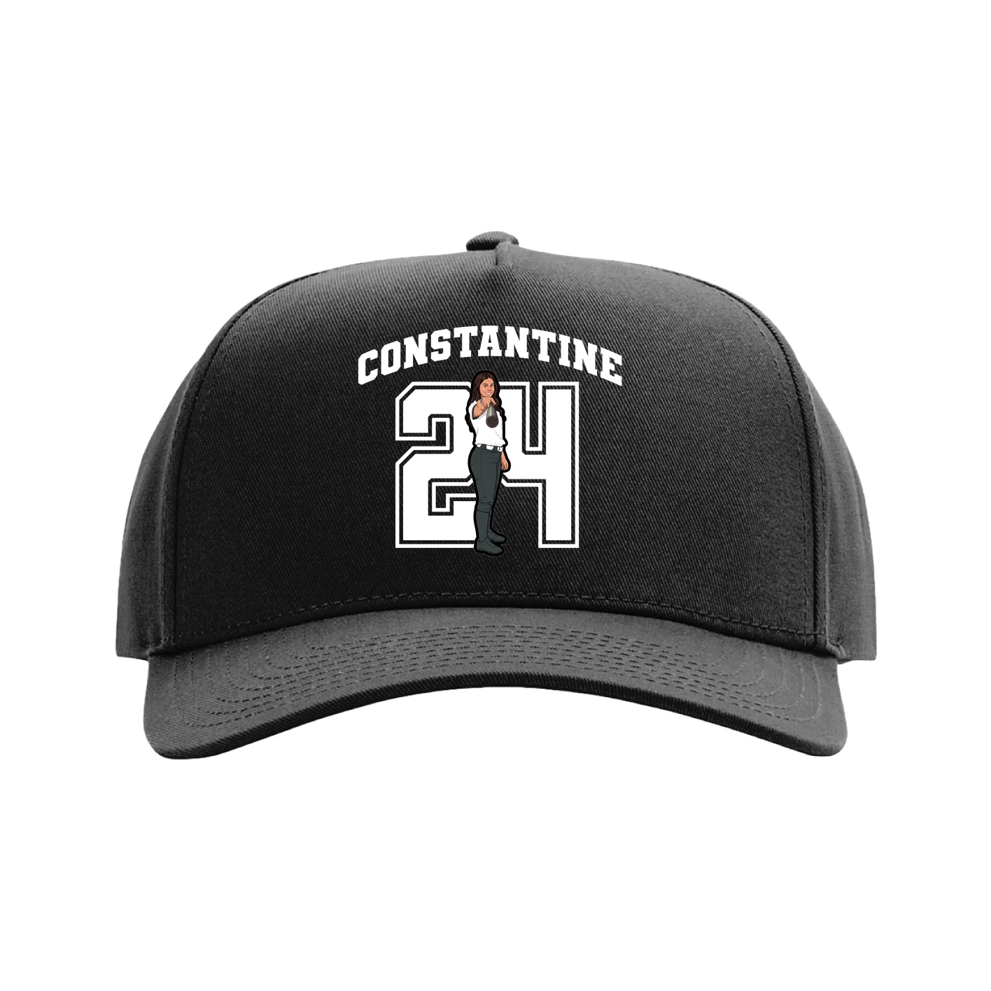 Full Fabric Five-Panel Champ Cap — Number in Black