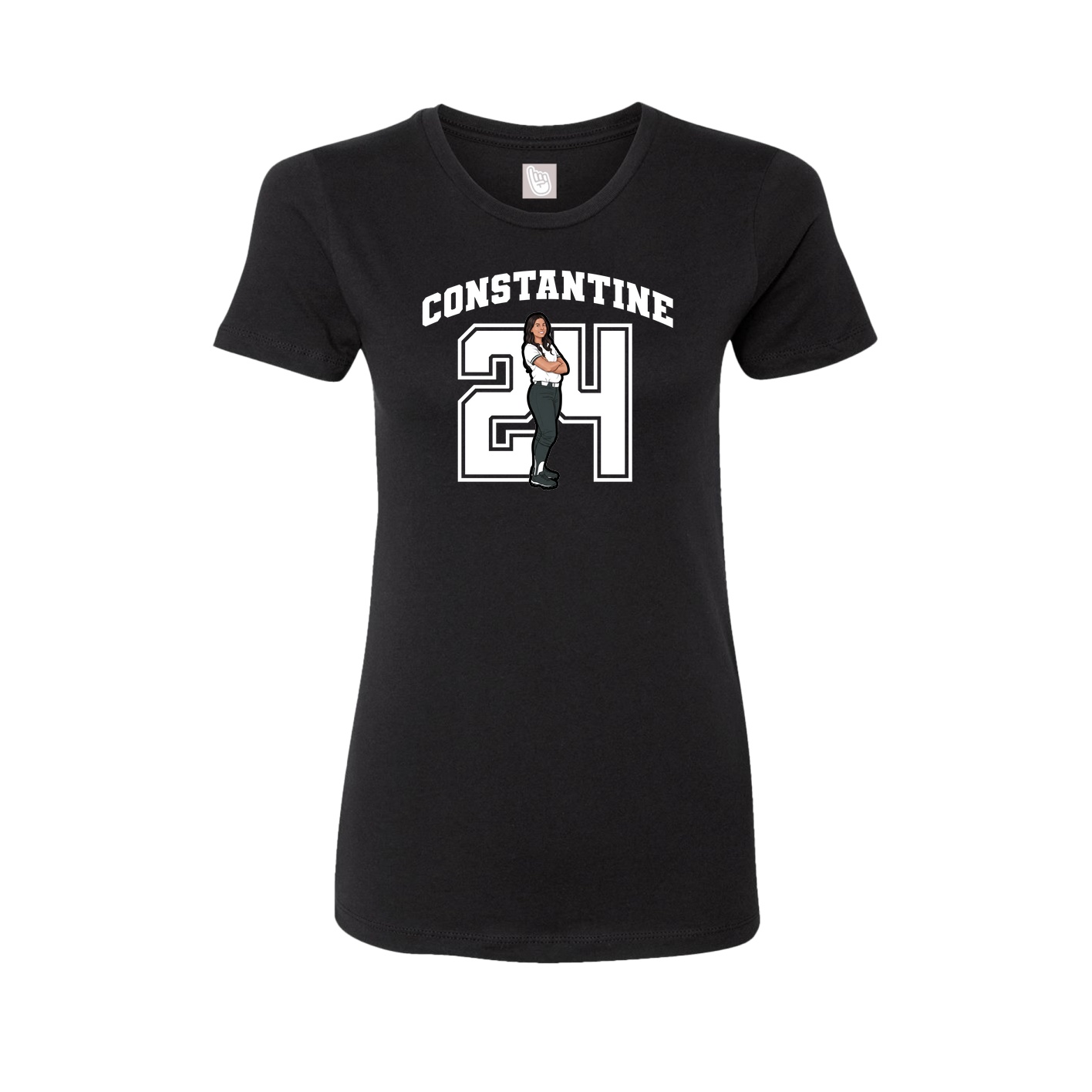 Fitted Women's Tee — Number in Black