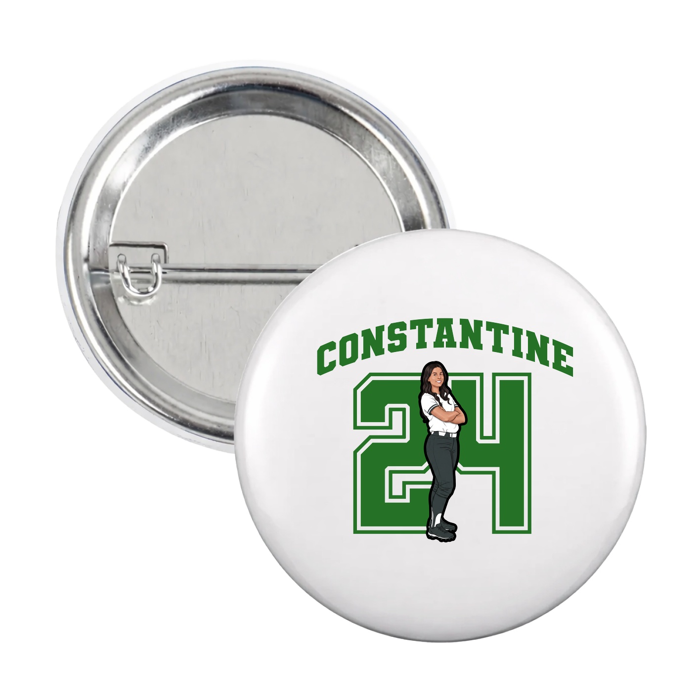 Game Day Button — Number in White