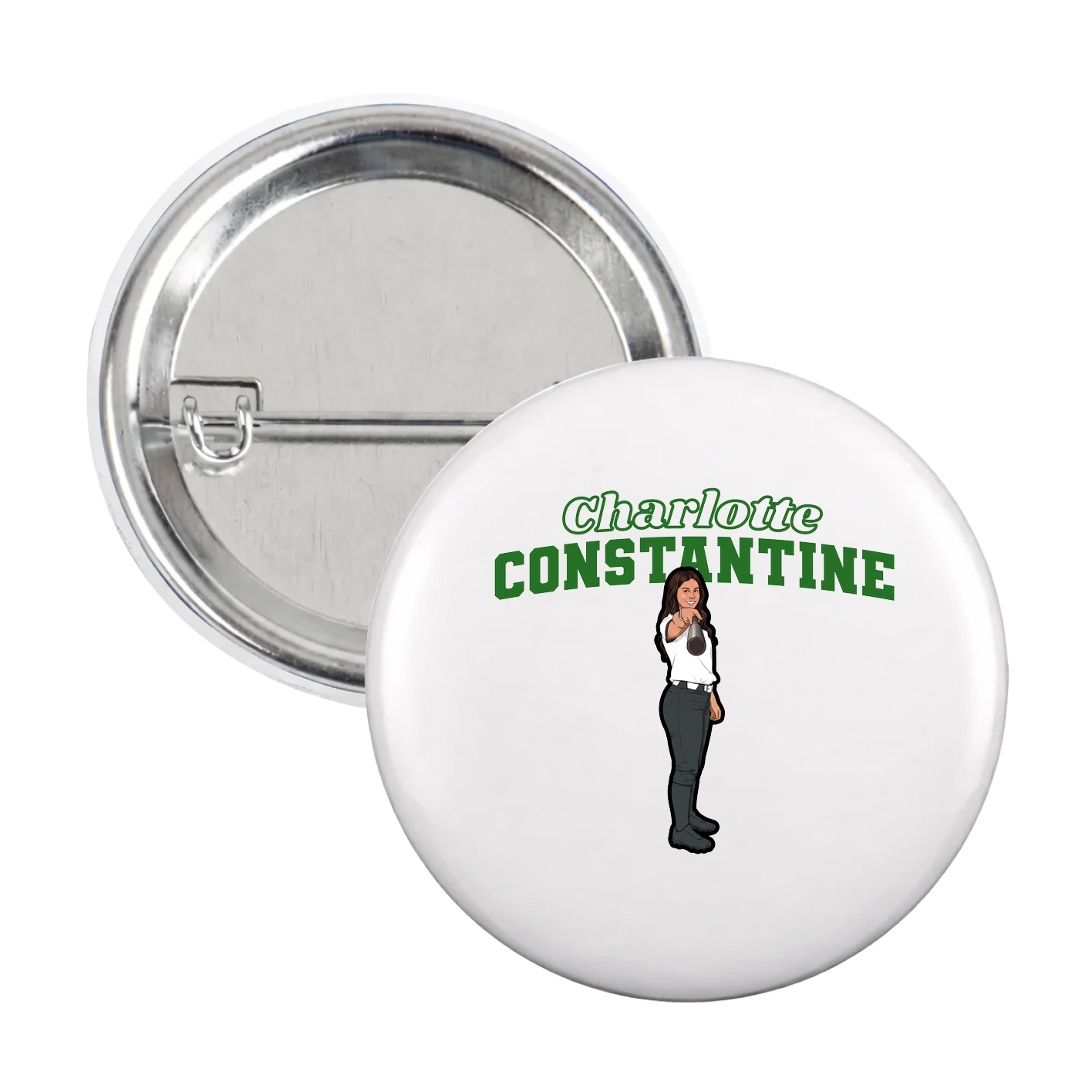 Game Day Button — Name Arch in White