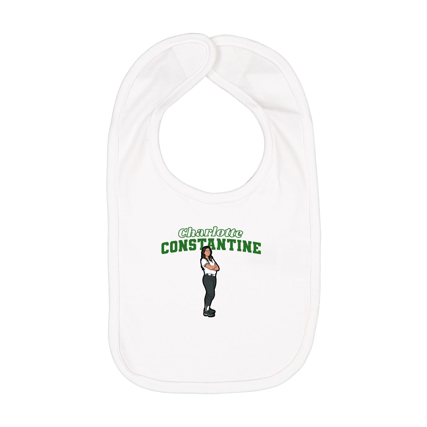 Infant Bib — Name Arch in White