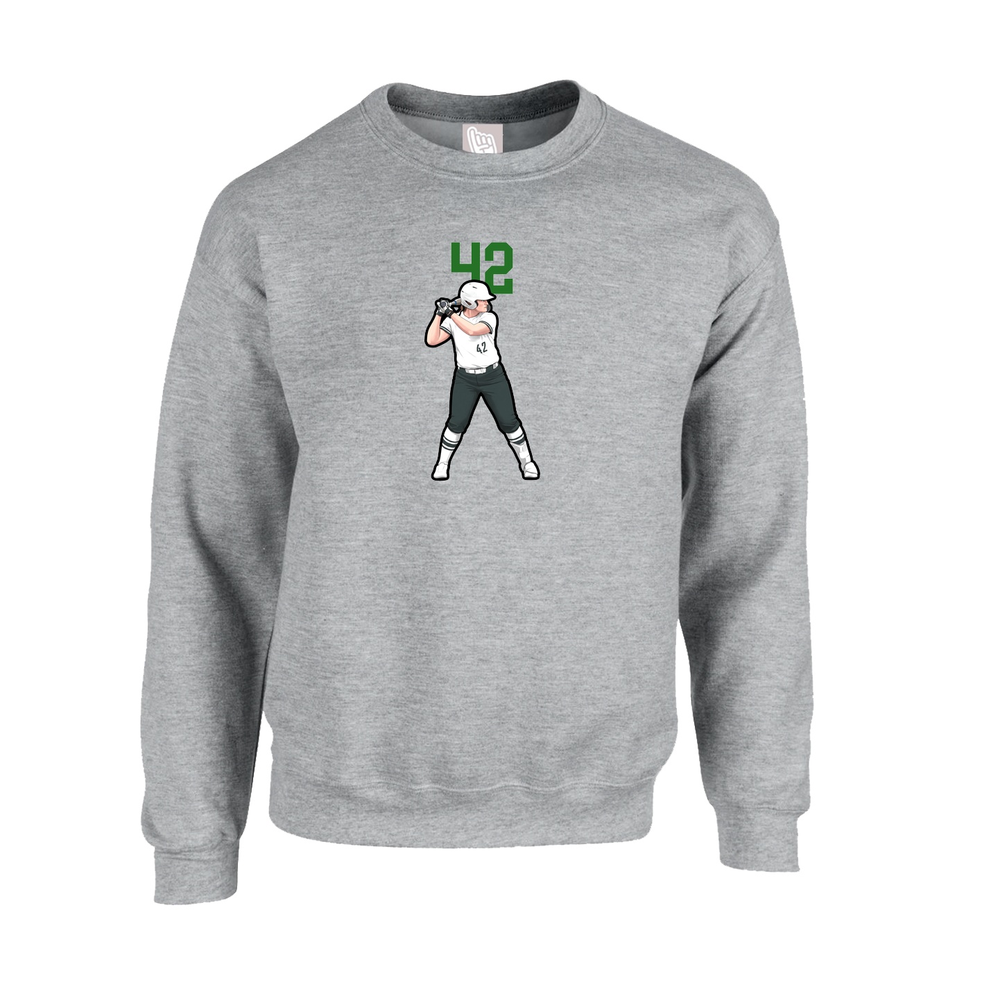Fleece Crew — Number Top in Grey