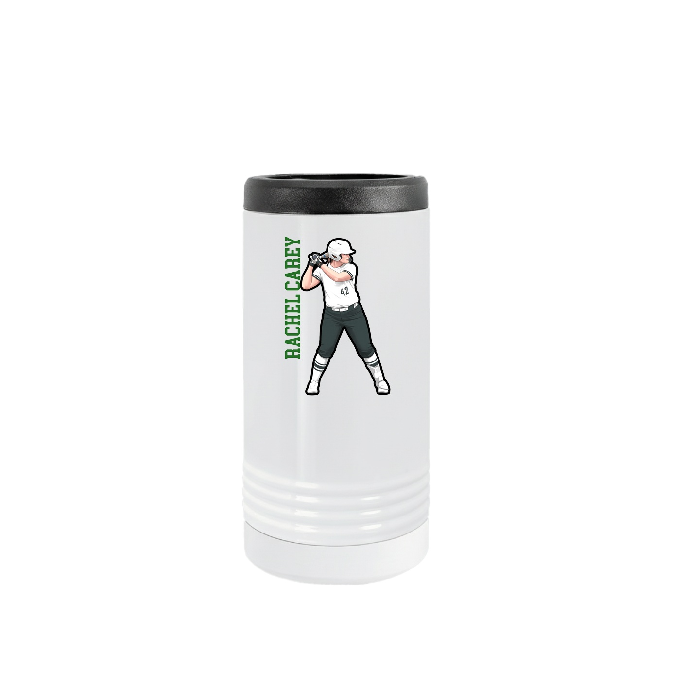 Slim Beverage Holder — Name Vertical in White