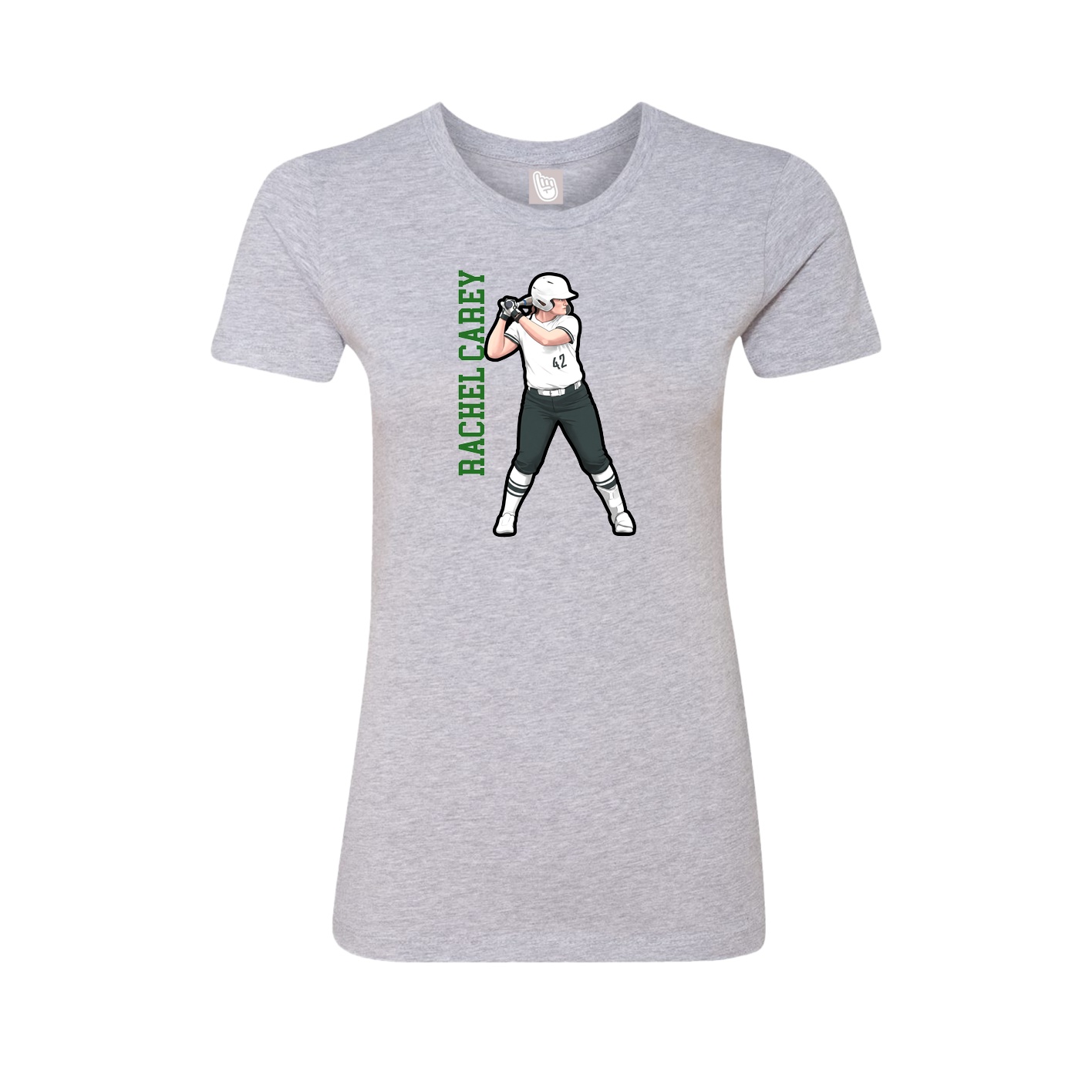 Fitted Women's Tee — Name Vertical in Grey