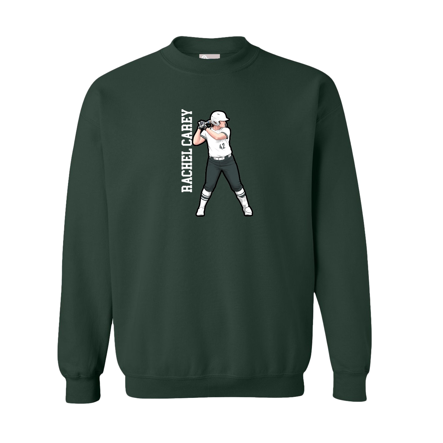 Fleece Crew — Name Vertical in Green