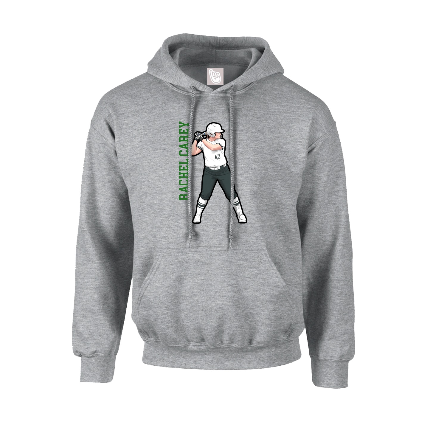 Youth Hoodie — Name Vertical in Grey
