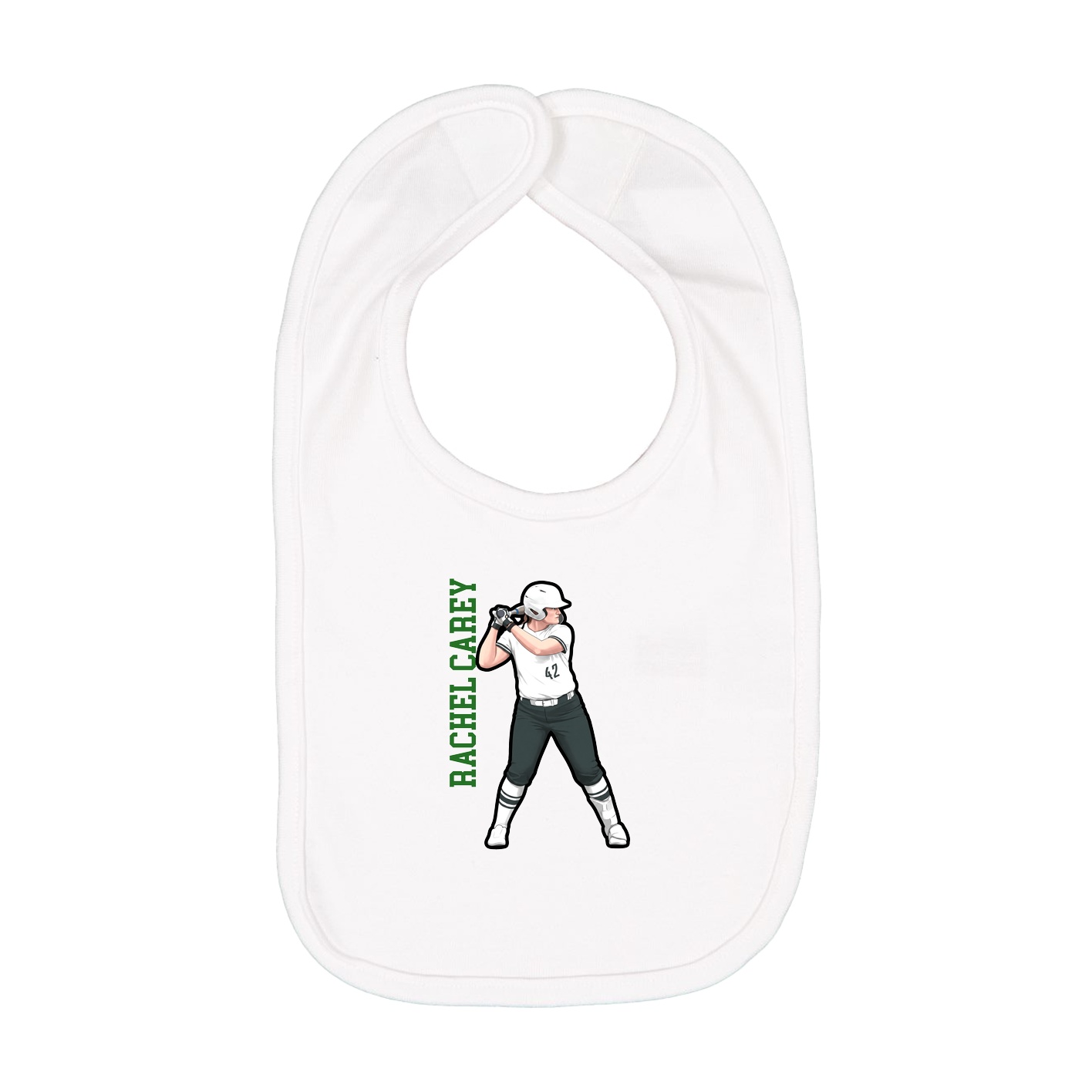 Infant Bib — Name Vertical in White