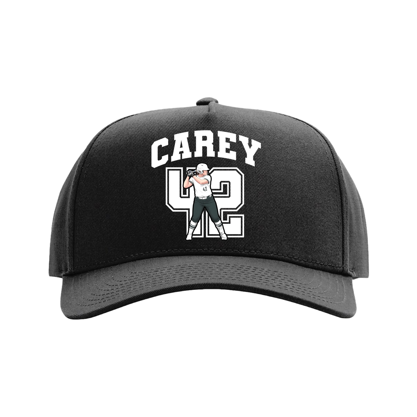 Full Fabric Five-Panel Champ Cap — Number in Black